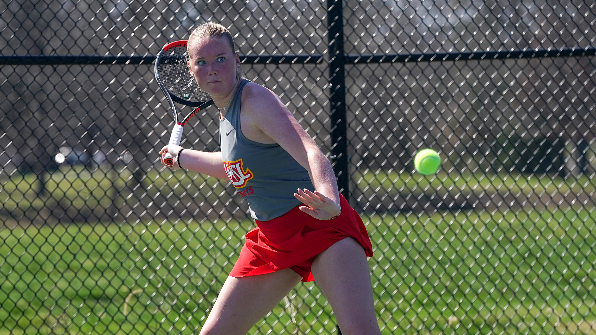 Millie Wileman returns a forehand shot to her opponent