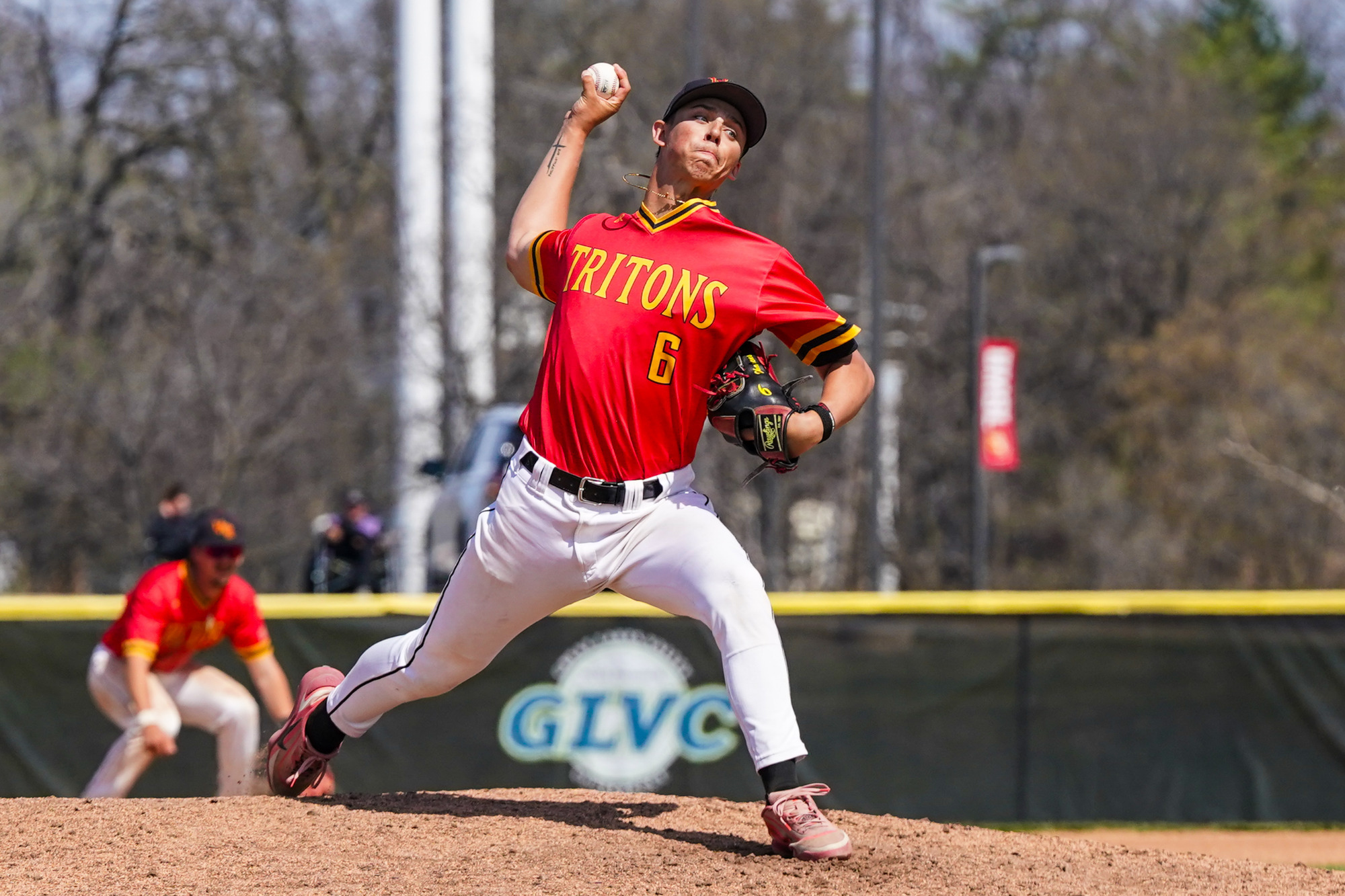 Dustin Hagens delivers a pitch to the plate in a game against Southwest Baptist