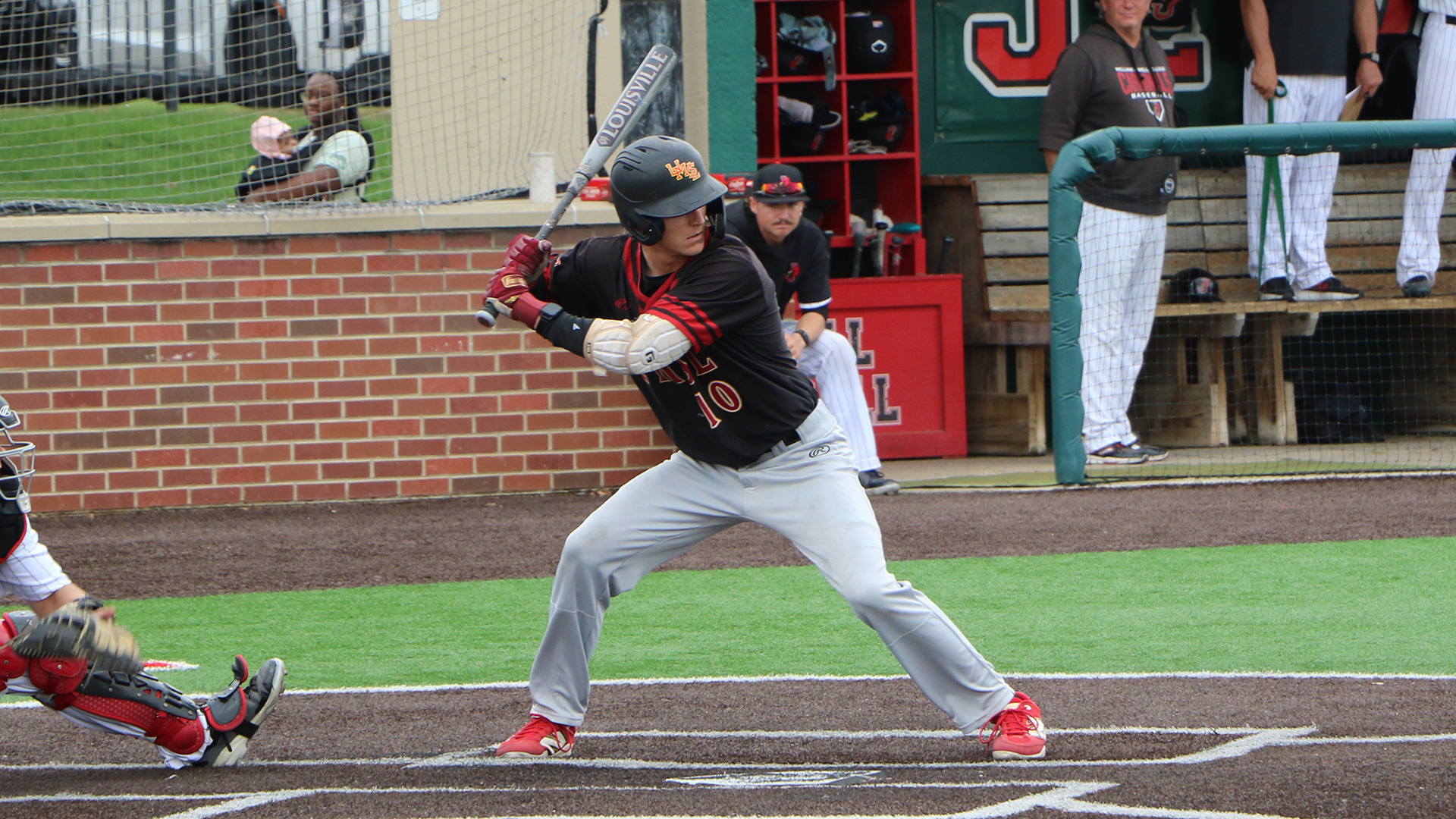 Brandon Johnson watches a pitch approach the plate in a game against William Jewell