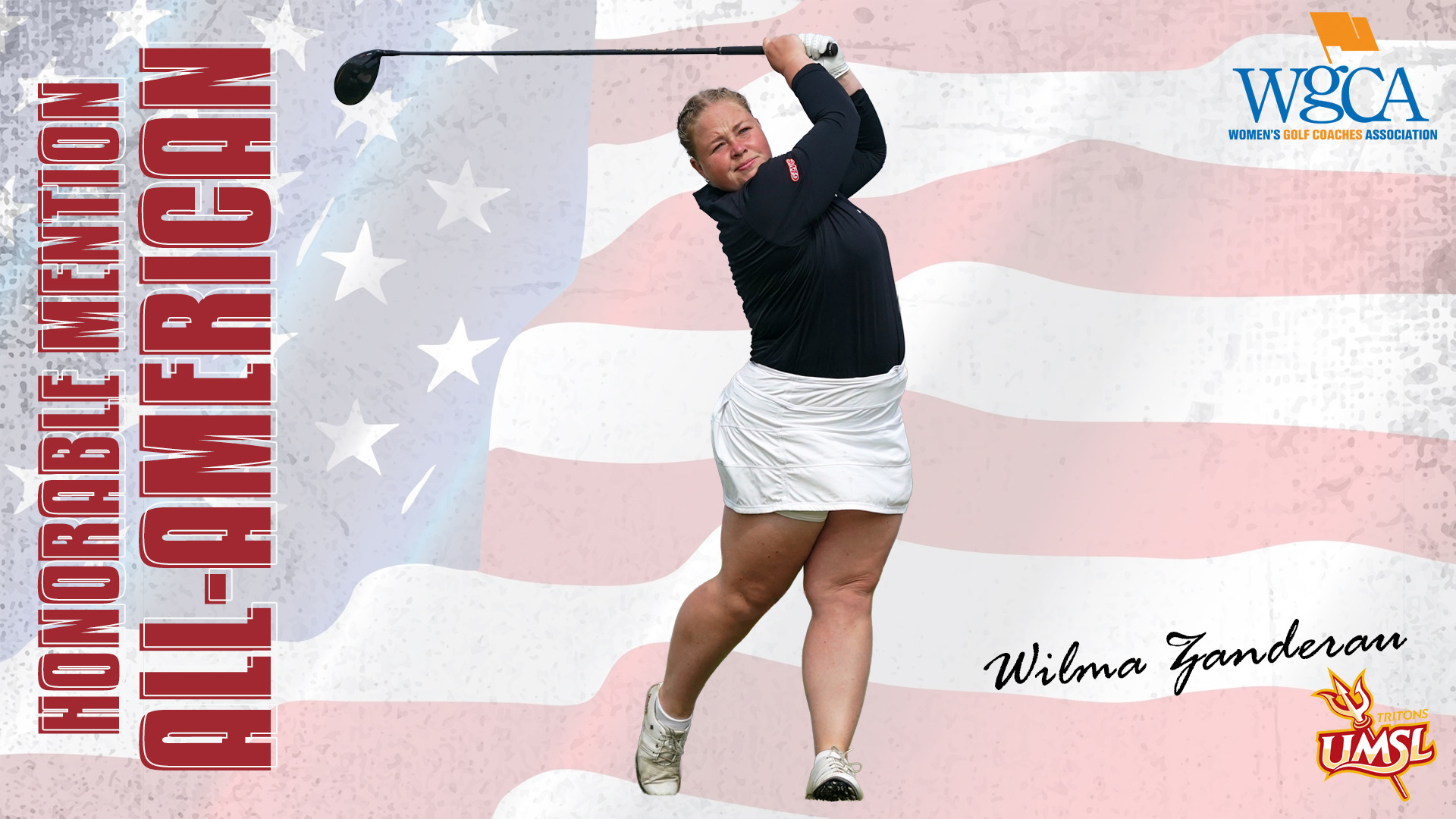Wilma Zanderau named Honorable Mention All-America selection by the Women's Golf Coaches Association