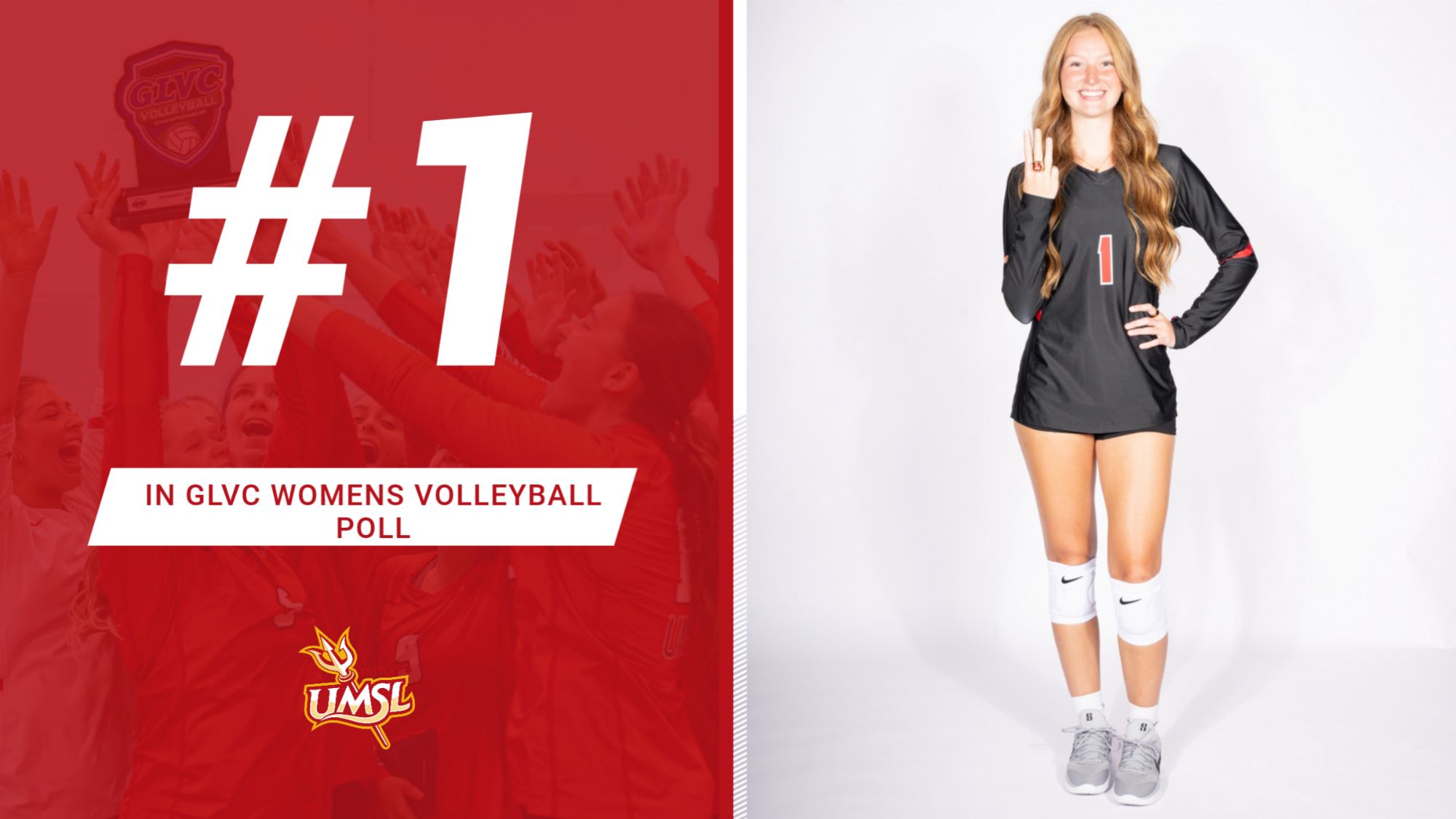 University of Missouri-St. Louis volleyball predicted to finish first in Great Lakes Valley Conference volleyball preseason coaches poll.