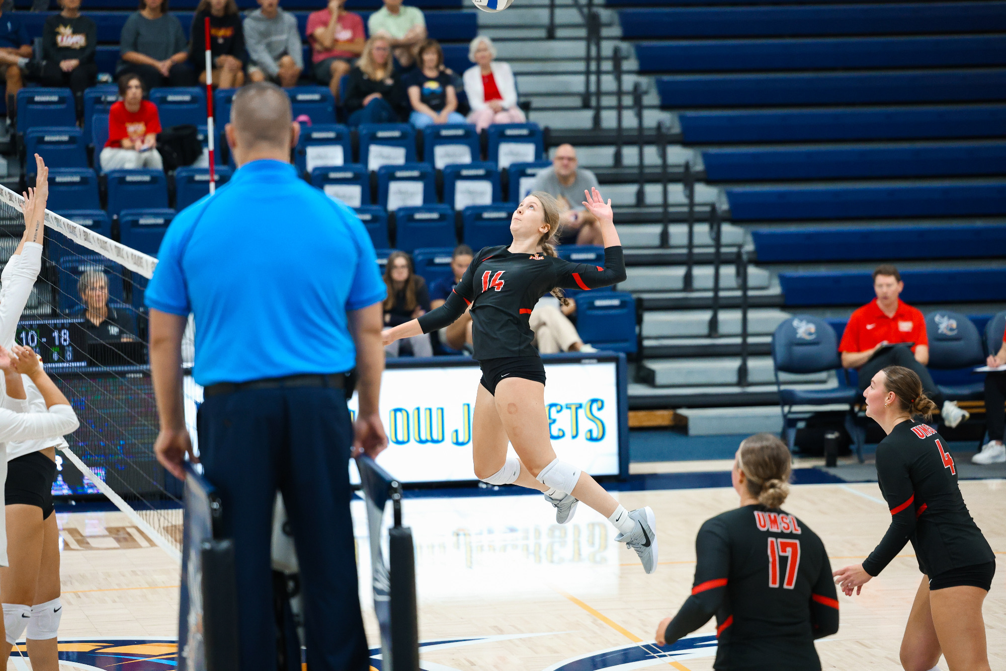 Alayna Santel goes up for an attack attempt in a match against Gannon on August 29, 2026