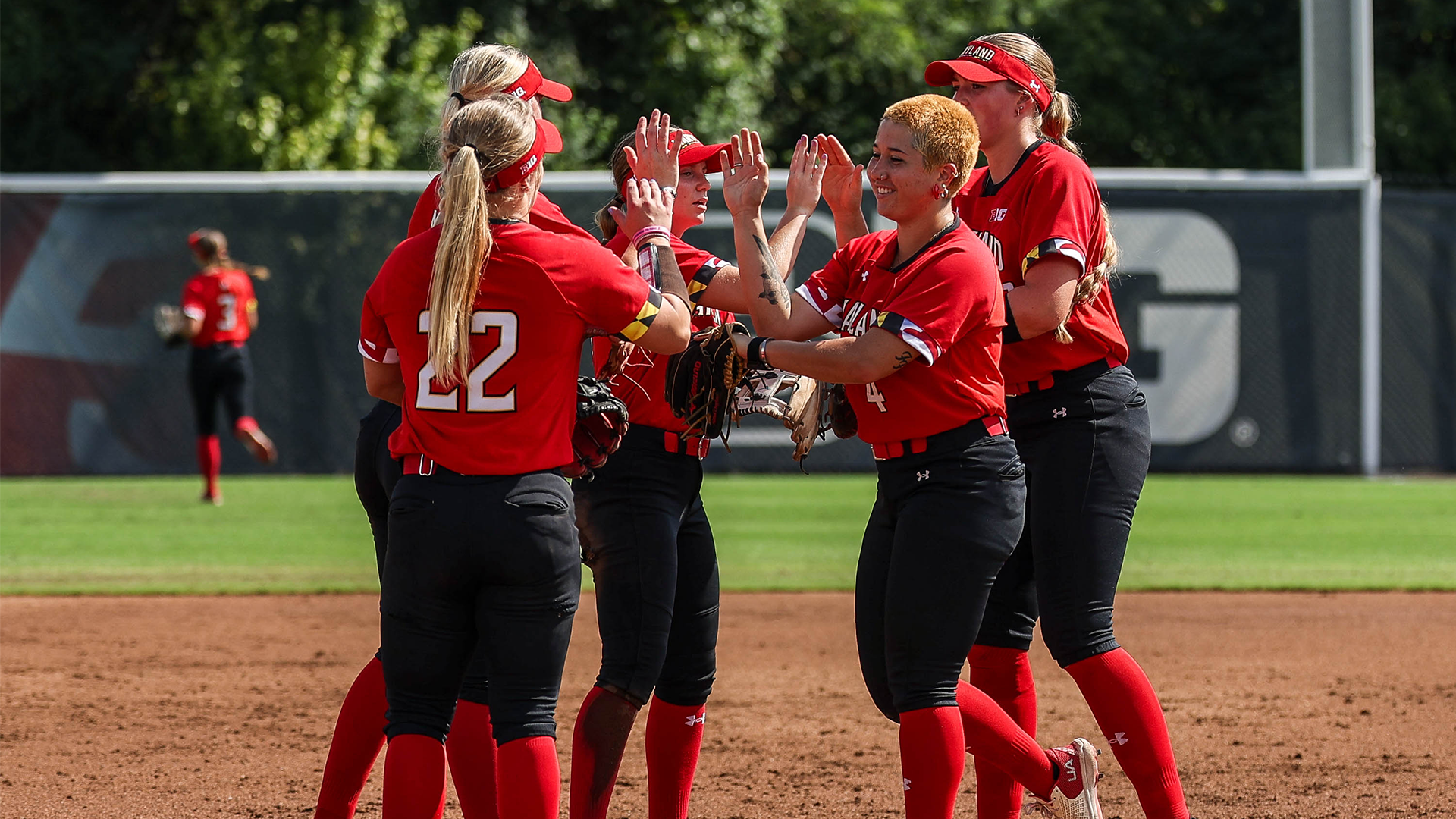 Softball high five circle