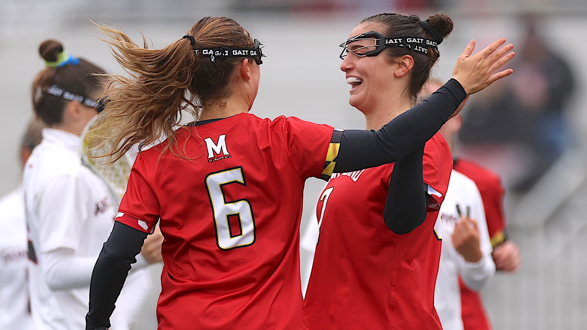 Keeley Block and Tatum Woods Celebrate Goal at Saint Joseph's