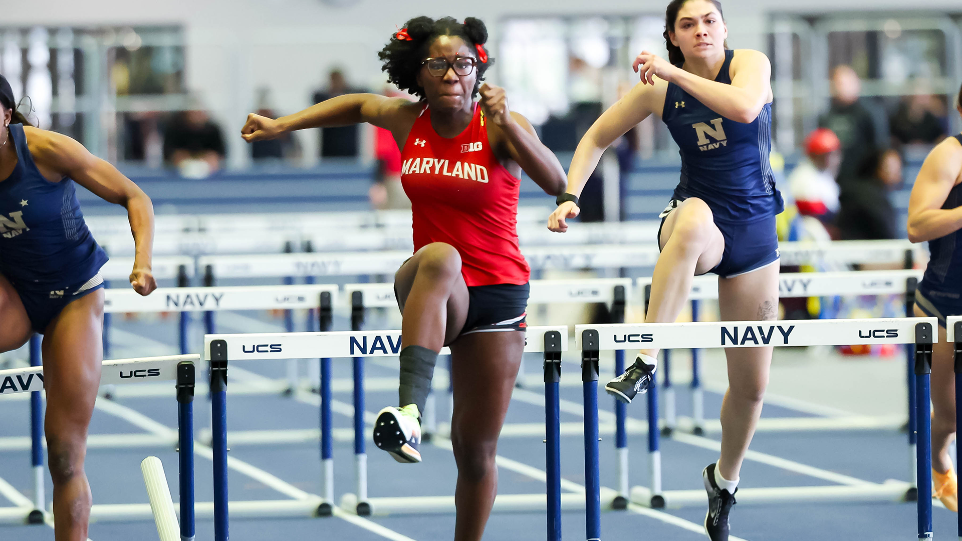 Ogechi Uzoukwa hurdles at the navy select meet