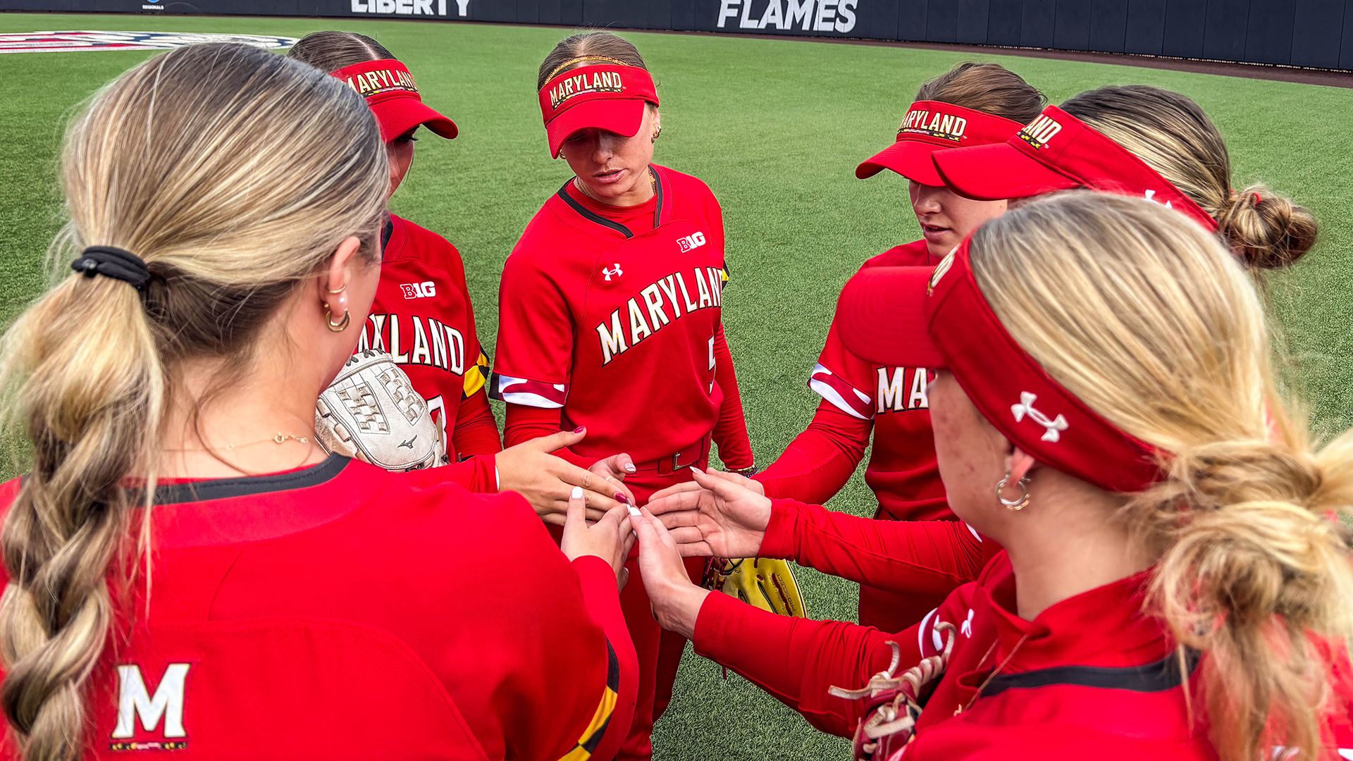 Maryland Huddles Before A Game Against Liberty