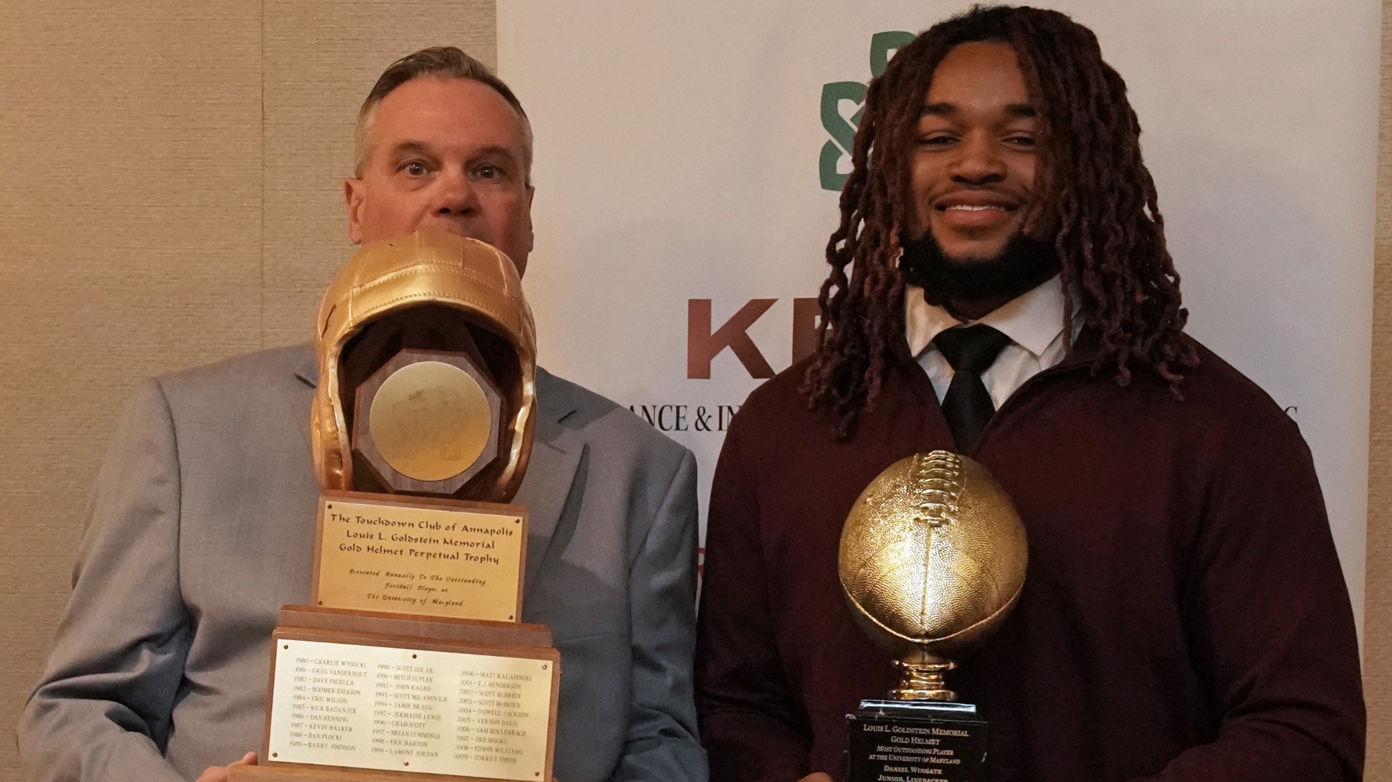 Daniel Wingate with Bill Wagner at Touchdown Club of Annapolis Awards Banquet