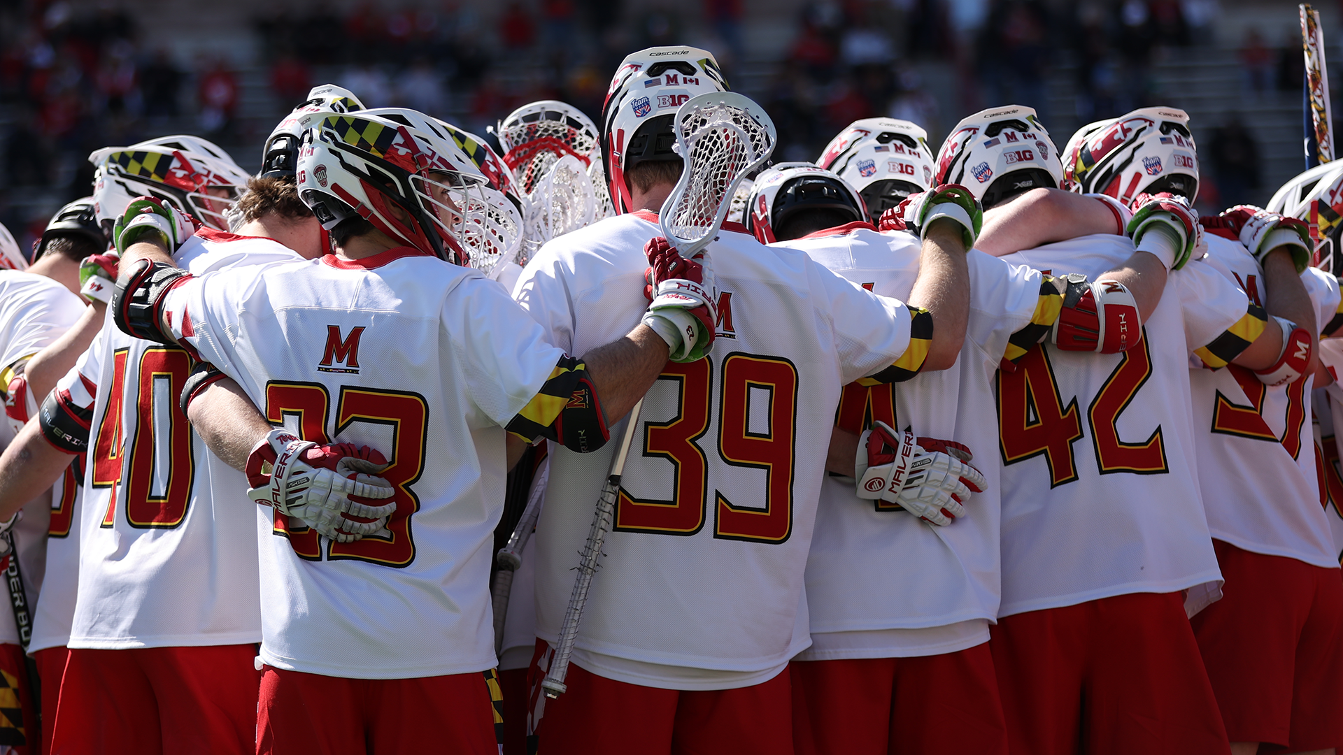Maryland's Men's Lacrosse Team Huddles During a Game Against Notre Dame