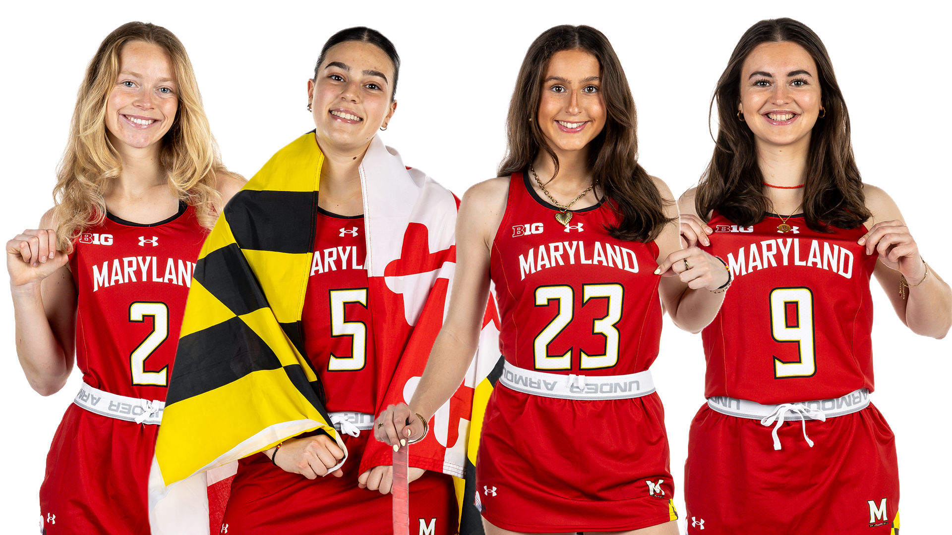 Field Hockey posed action shot of four new additions