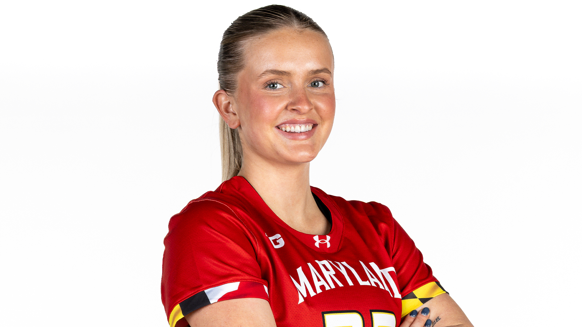 Caroline Ross posed white backdrop 