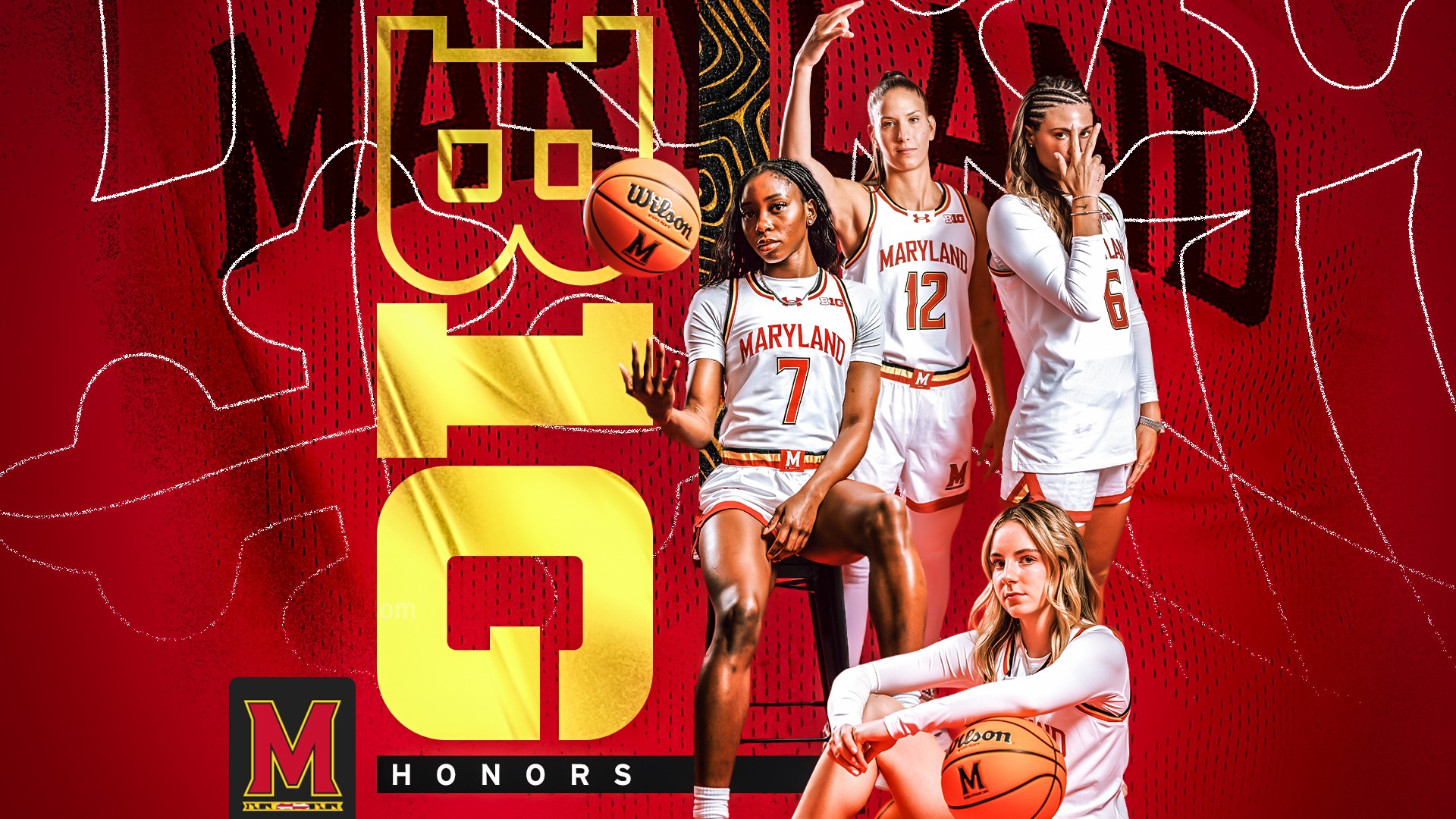 Oluchi Okananwa, Addi Mack, Yarden Garden and Saylor Poffenbarger Big Ten Awards Graphic