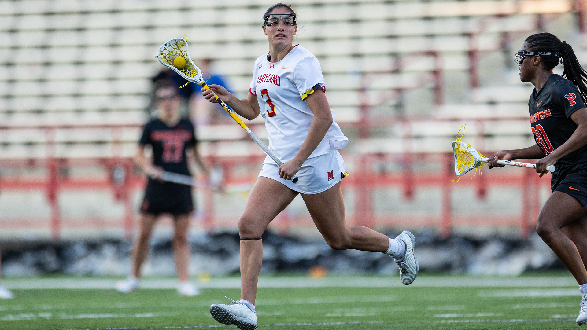 Kristen Shanahan attacks the defense against Princeton at SECU Stadium
