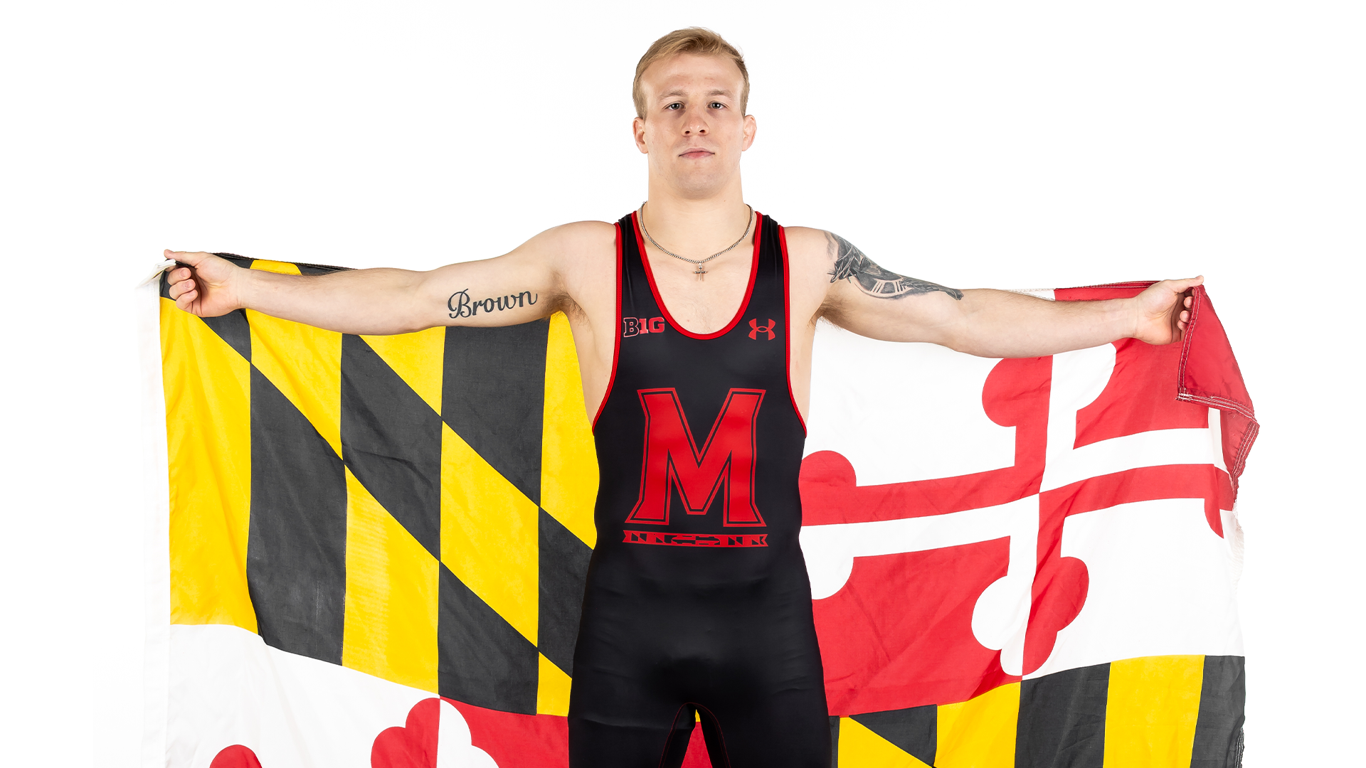 Braxton Brown Poses with Flag