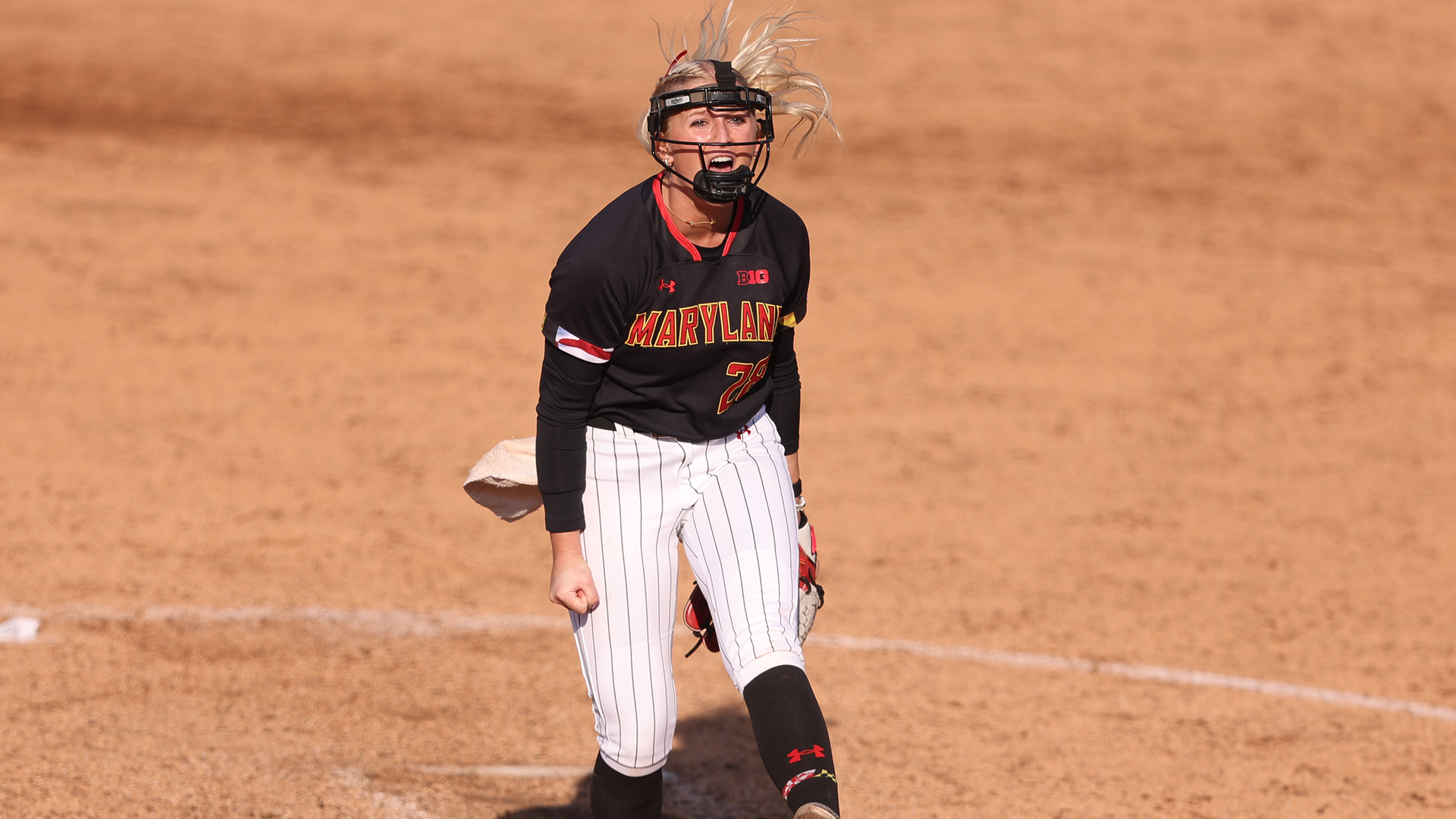 Aubrey Wurst Celebrates a Strikeout Against Rutgers