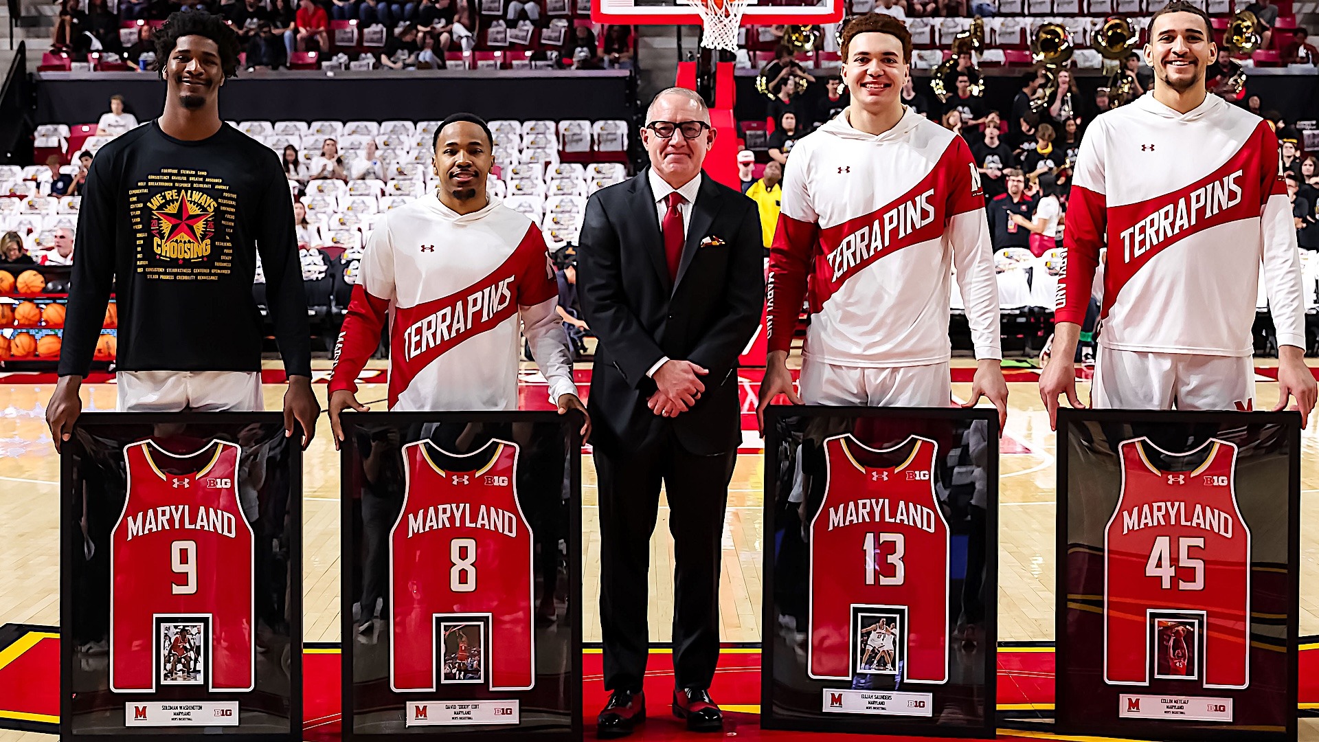 Terps will honor the senior class of Diggy Coit, Collin Metcalf, Elijah Saunders, and Solomon Washington.