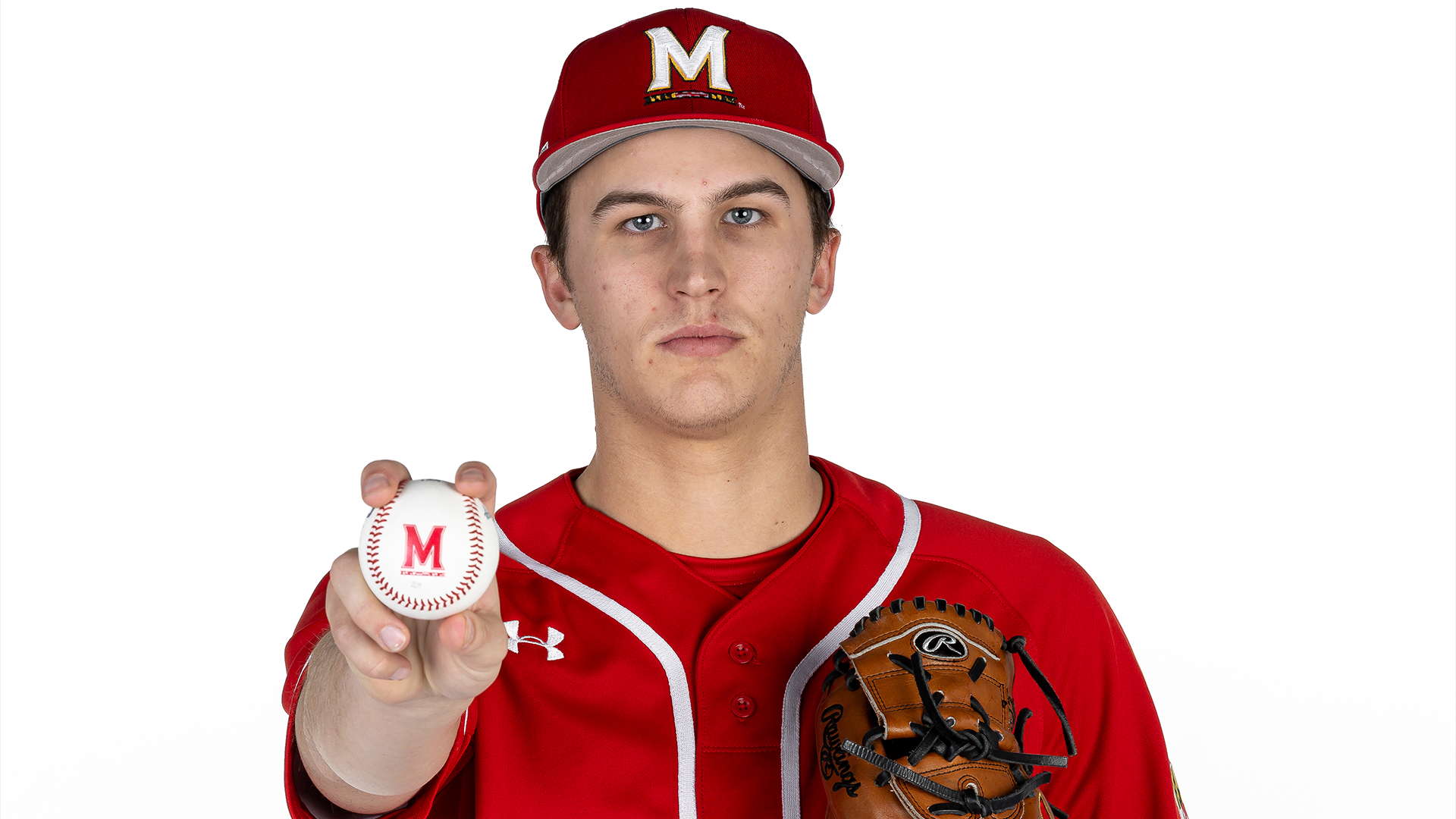 Nic Morlang Story Cover Photo, posed infront of white background holding ball