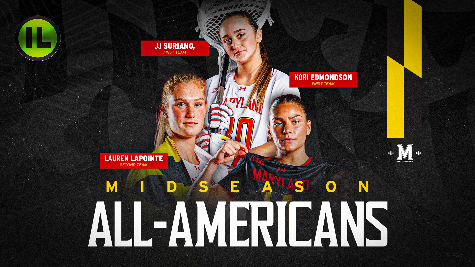 Kori Edmondson, JJ Suriano and Lauren LaPointe Inside Lacrosse All-American graphic