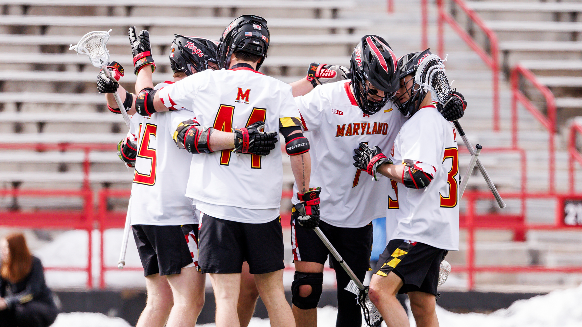 Men's Lacrosse Offense Celebrates after a goal