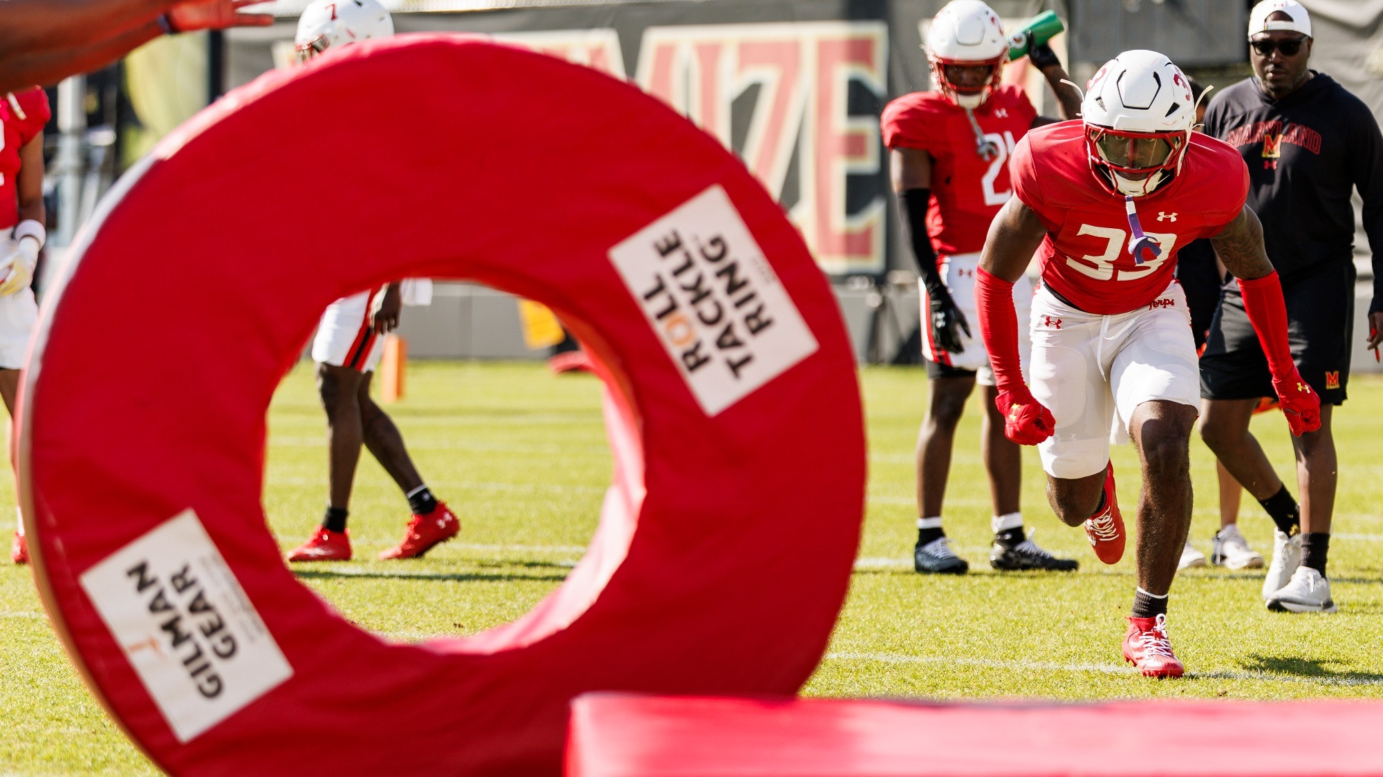 Defensive Back Messiah Delhomme (33)Photos from Football Spring Practice at Jones-Hill House in College Park, MD on Tuesday, Apr. 14, 2026. Dylan Davies/Maryland Terrapins