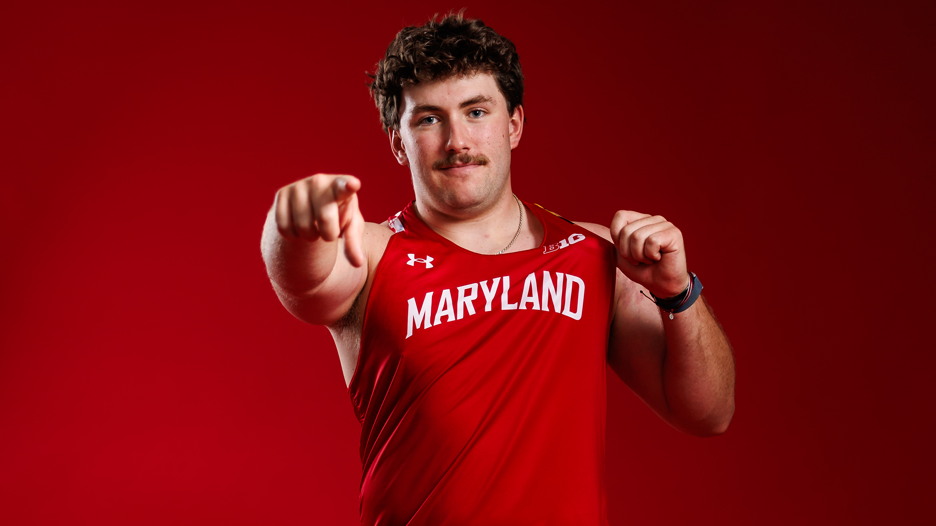 Andrew Harmon poses at Maryland Track and Field content day