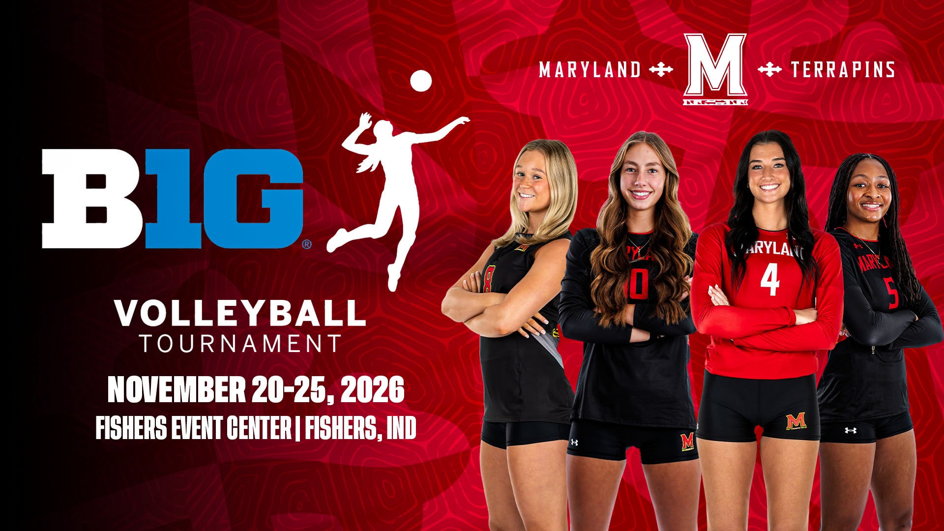 Addie Canady, Haley Melby, Marlee Sivak and Brooklynne Brass Big Ten Volleyball Tournament Graphic 