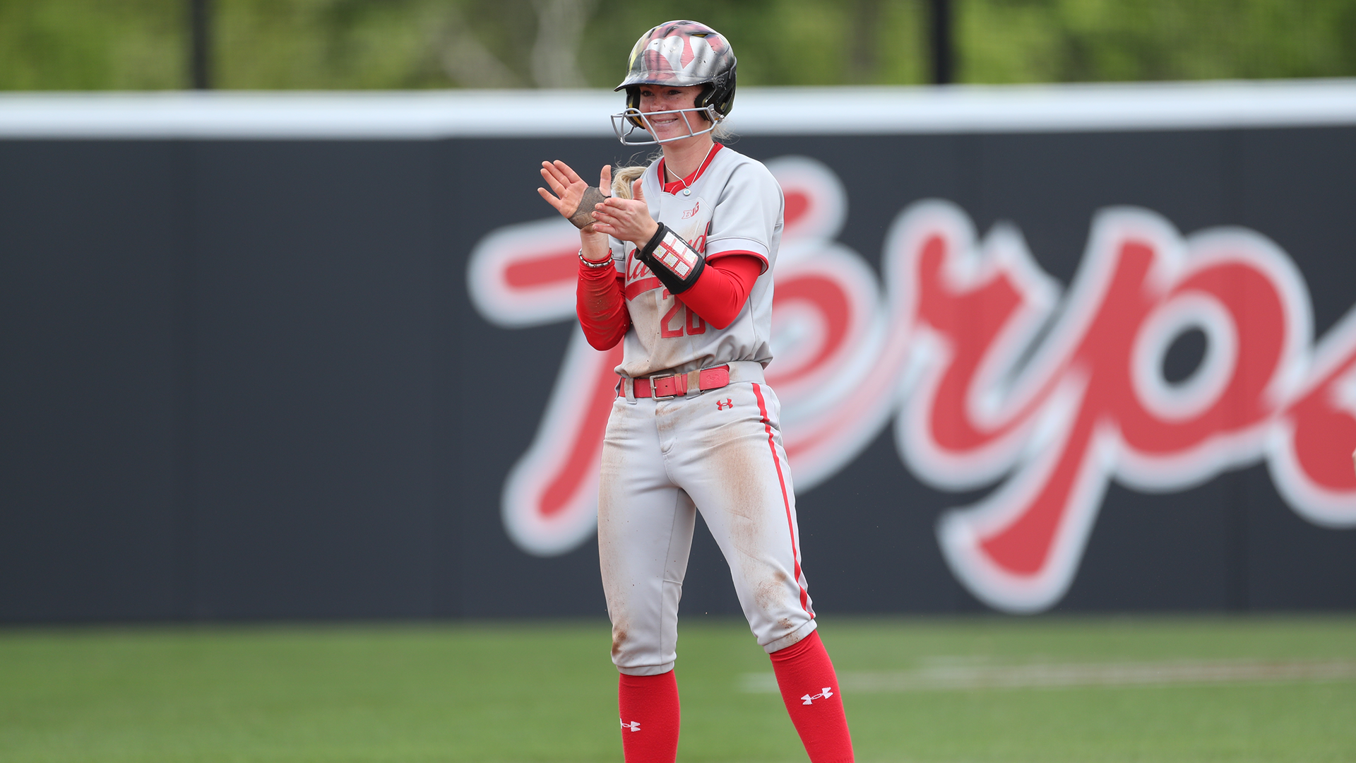 Sammi Woods Celebrates A Hit On Senior Day