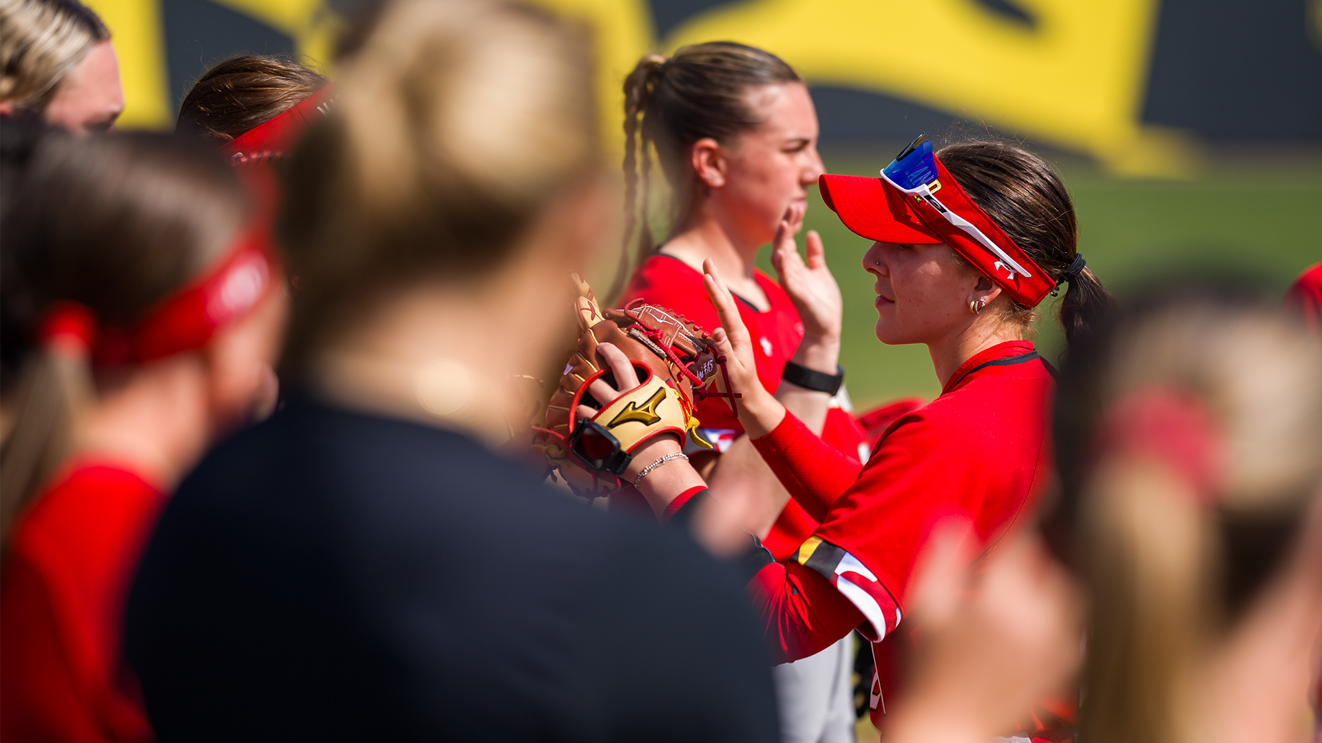 Logan Turner in high five line against Indiana