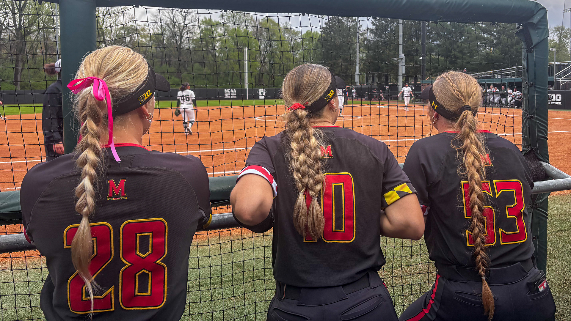The Terps watch Michigan State take the field ahead of the first game of the weekend.