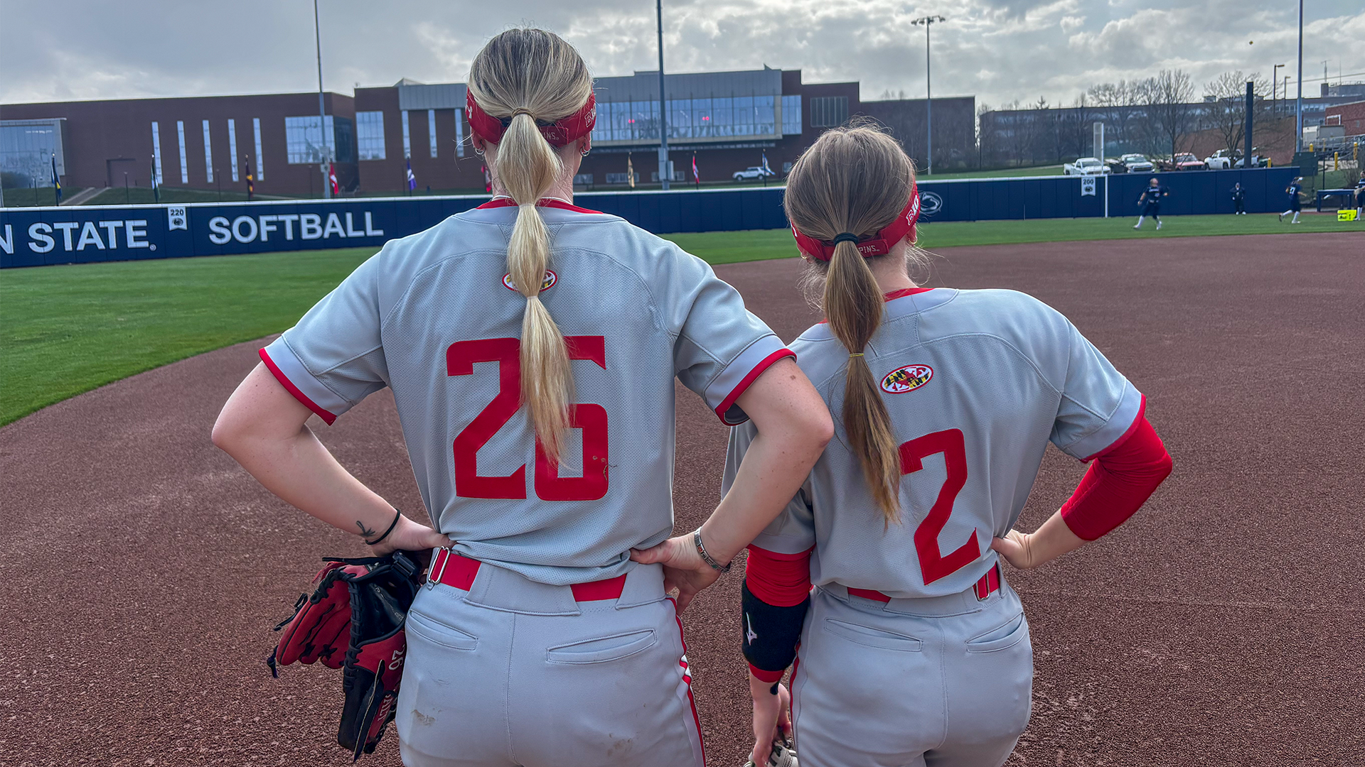Sammi and Caroline standing on the foul line
