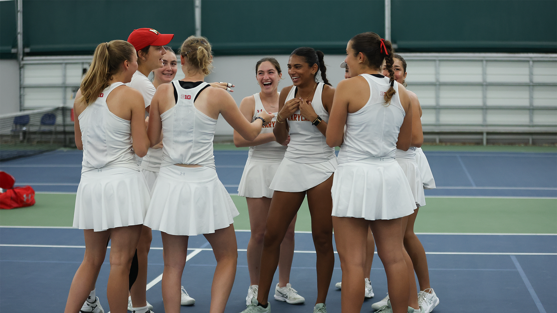Maryland Women's Tennis Team Huddle Pregame versus Indiana 