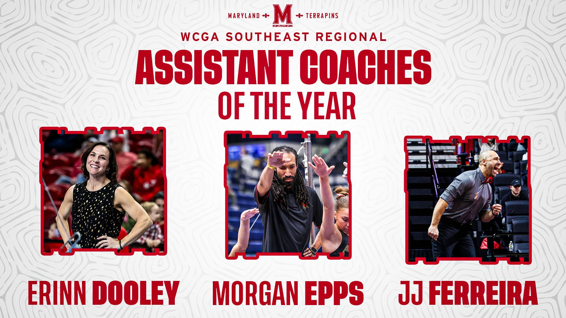WCGA Southeast Regional Coaches of the Year Maryland Gymnastics Graphic with Photos of Coaches