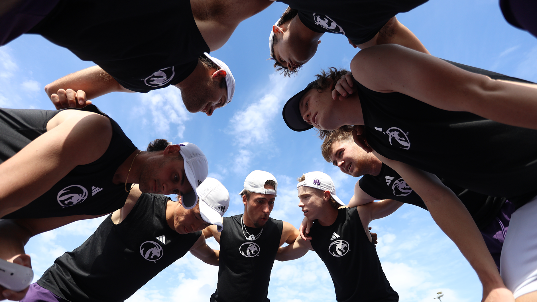 Team huddle against Austin Peay on February 20, 2026