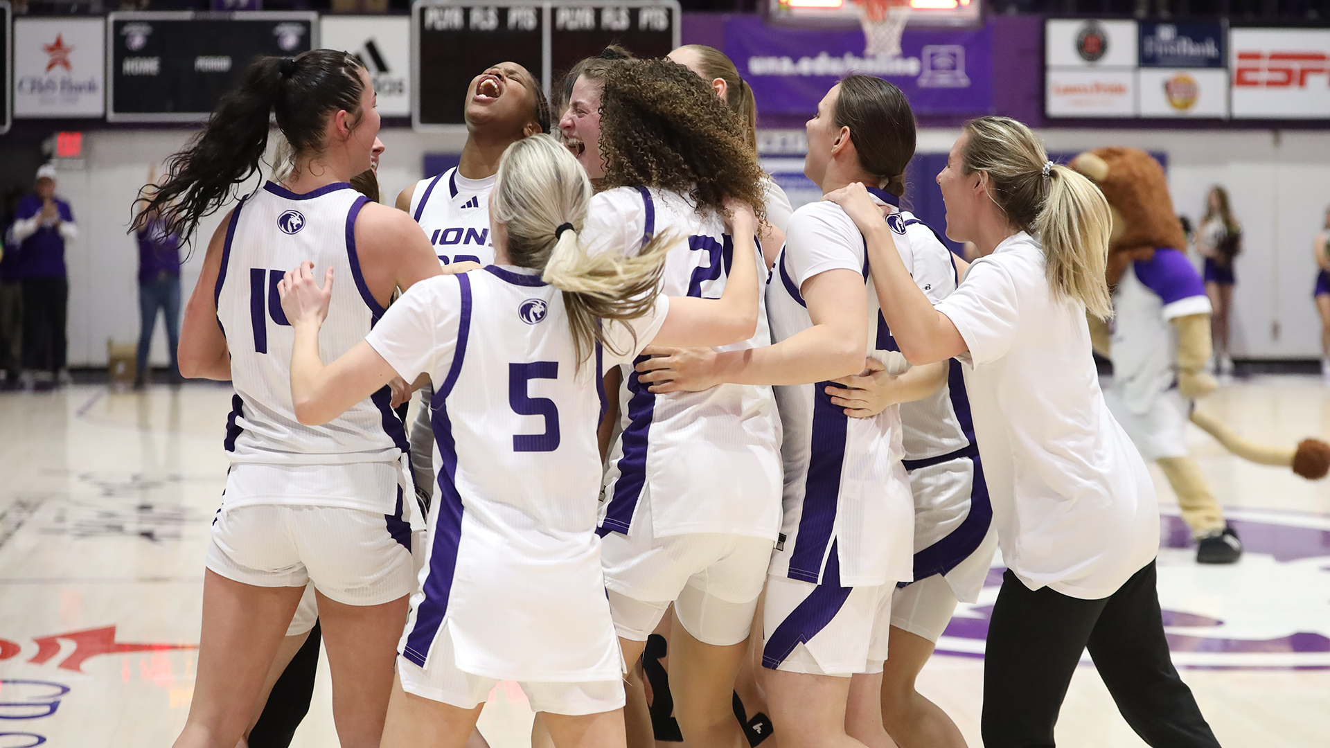 UNA Team Celebration against West Georgia on February 28, 2026