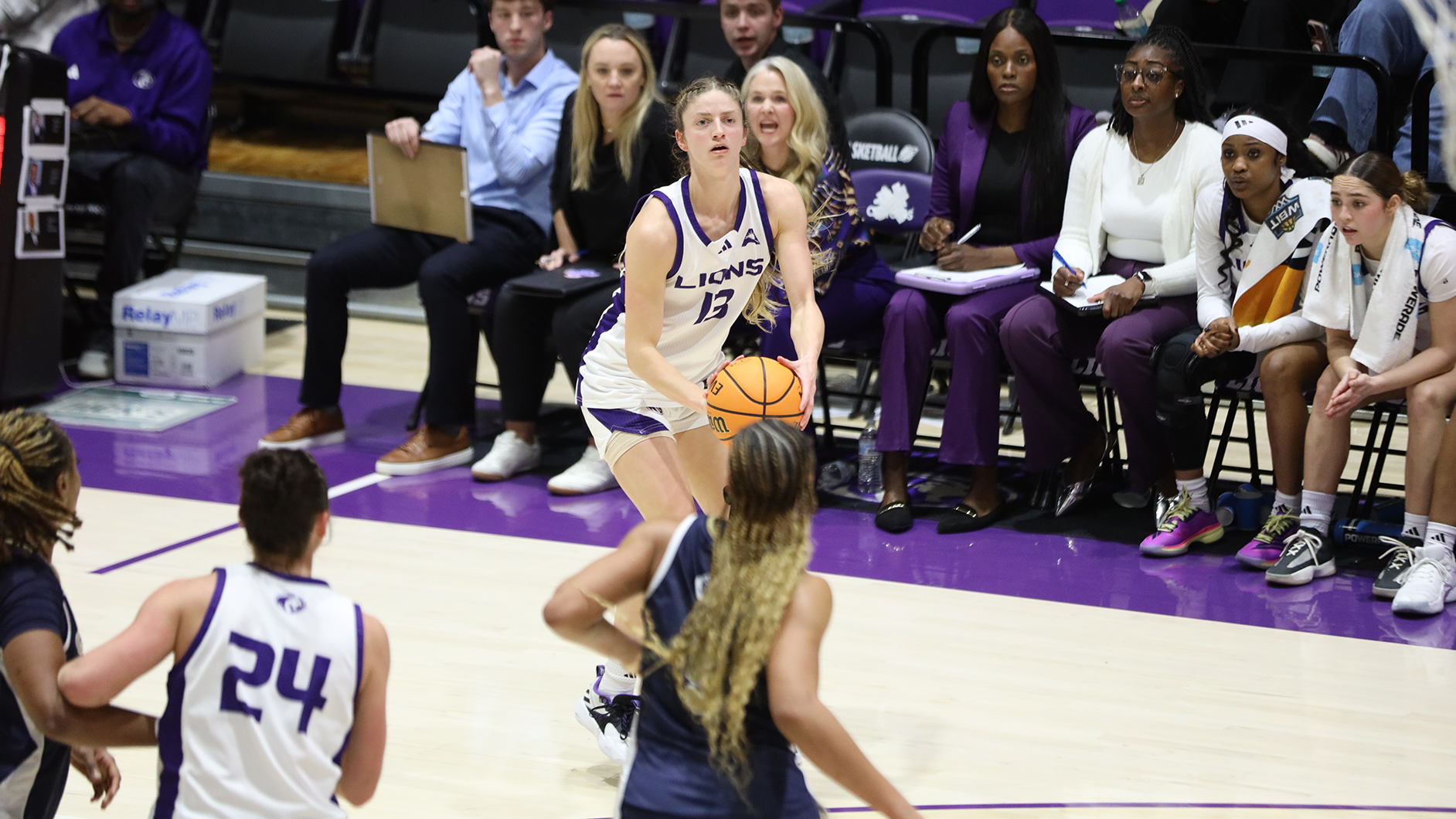 Katie Criswell attempting a jump shot vs. Queens on January 22, 2026