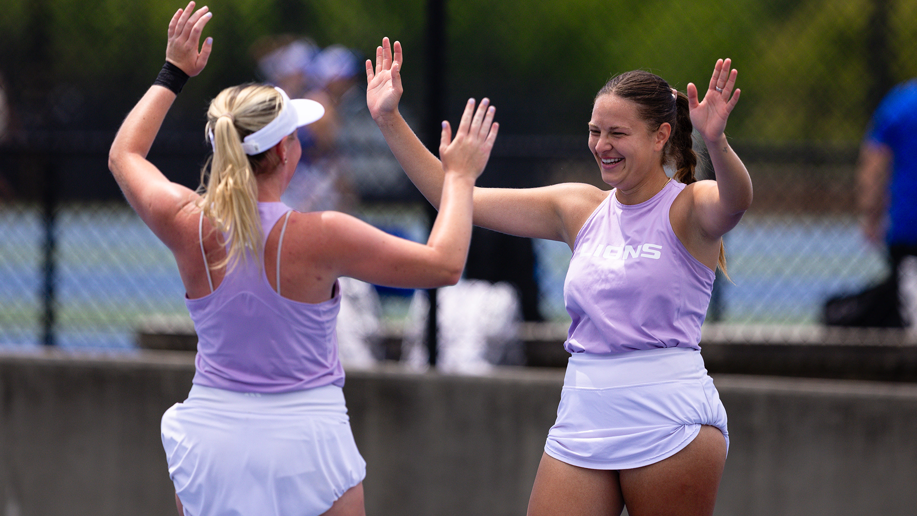 Senem Ocal and Louise Booker celebrating at the UTR Sports NIT Championships on May 5, 2026