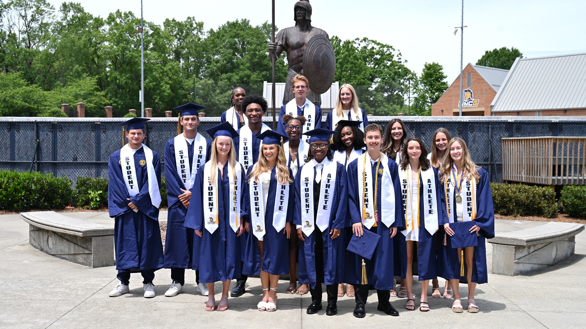SA 2025 Spring Grad Statue Photo