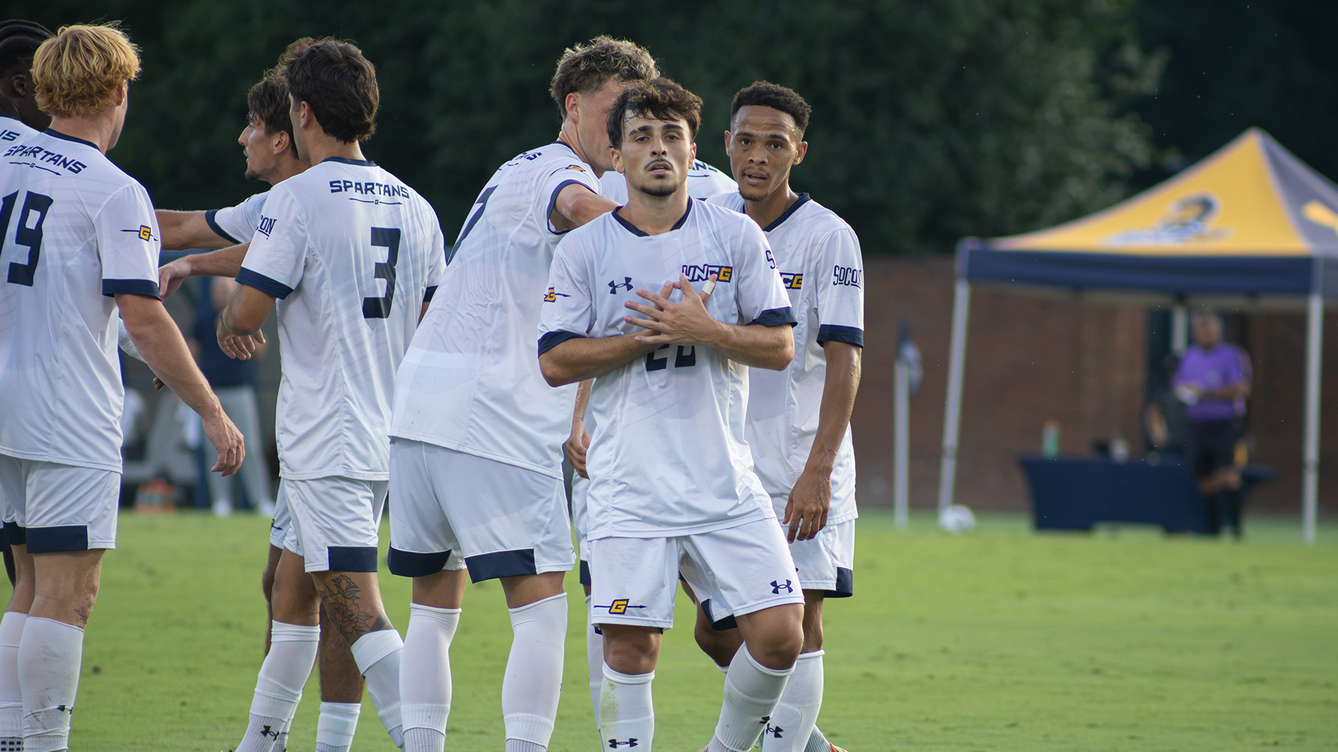 Felipe Matos celebrates after scoring against VCU