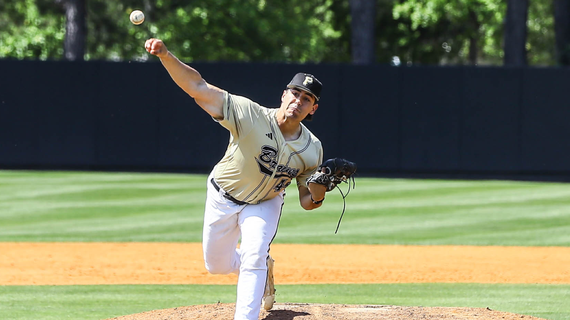 Rhett Burley throws a pitch