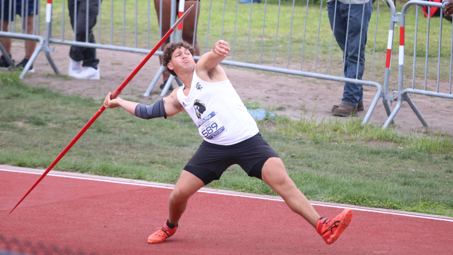 Ben Oxendine throws the javelin