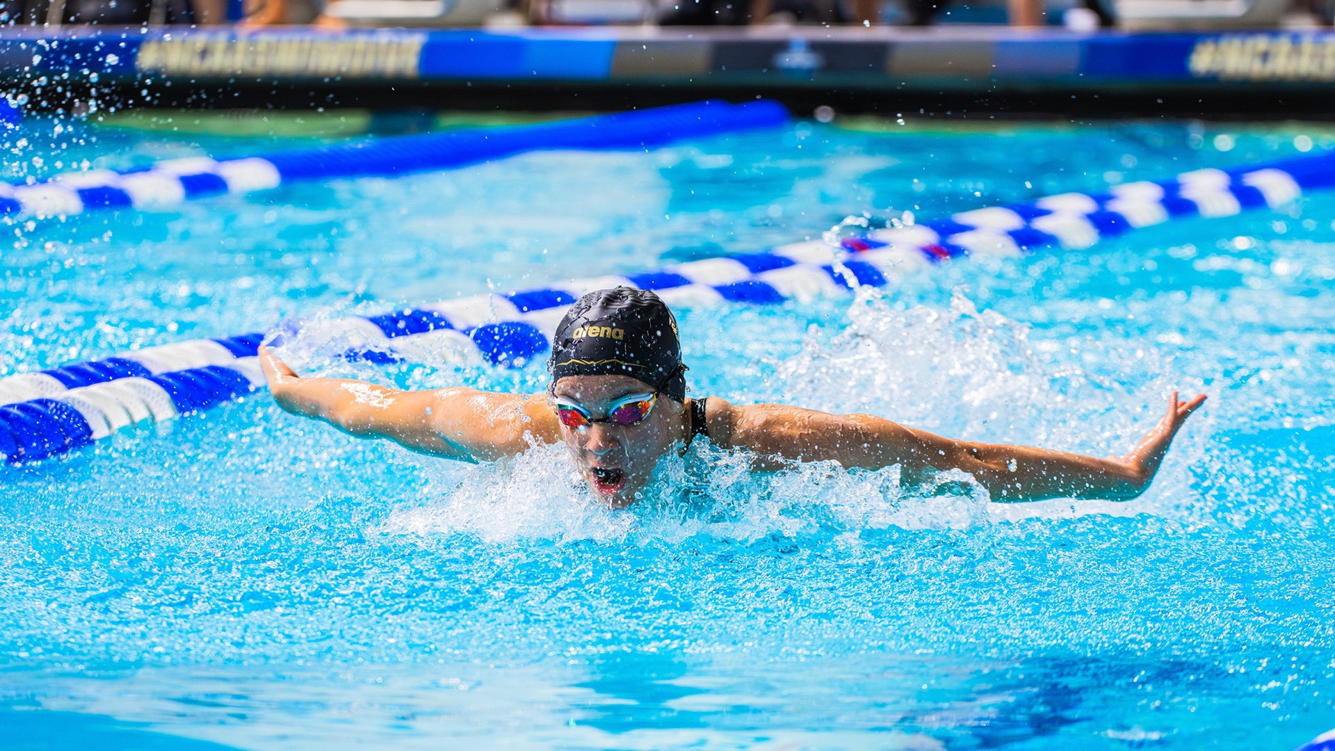 Snowden competes in the 100 Fly at the NCAA meet