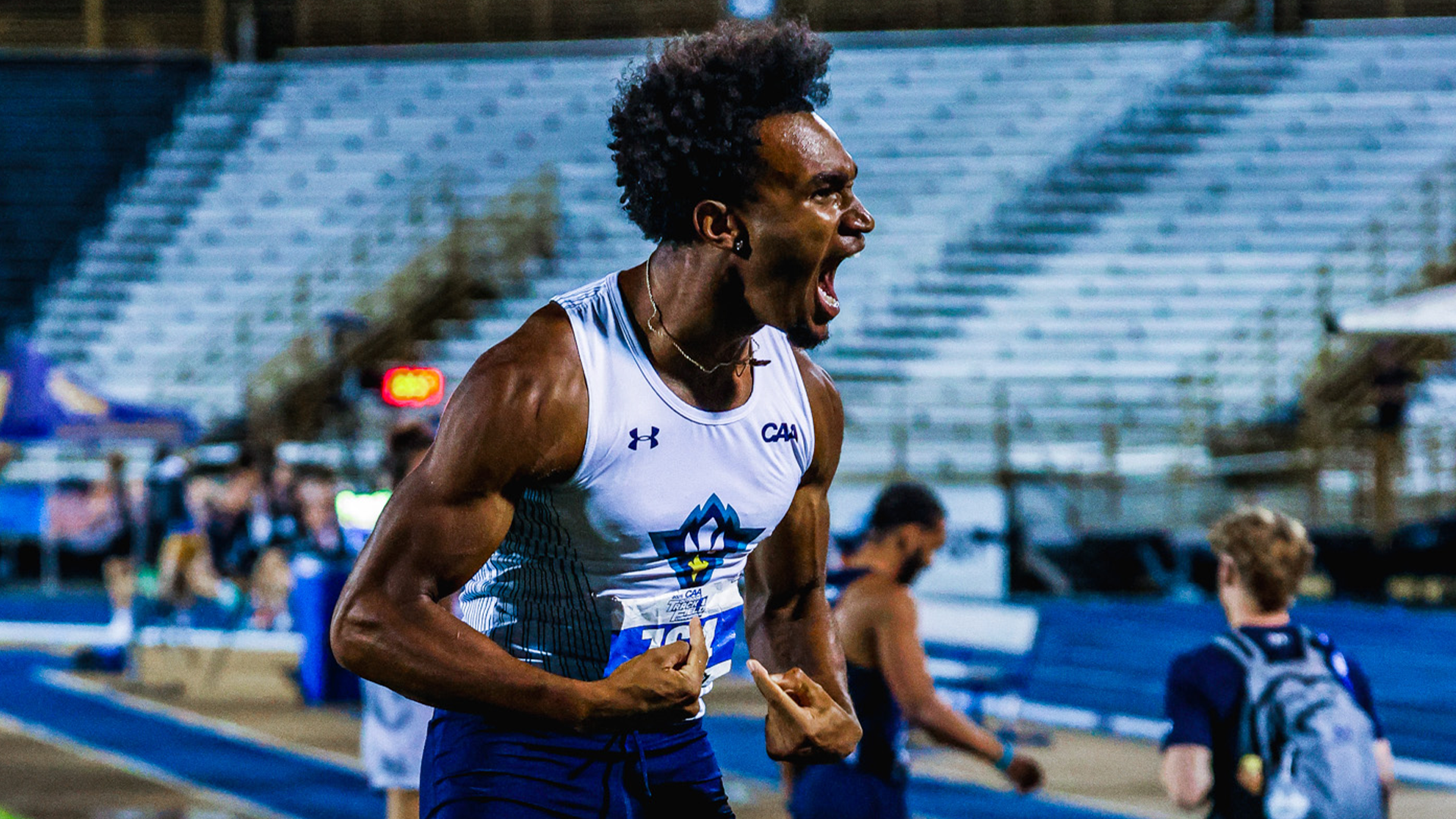 5/14/2025: Bryson Robinson Celebrates CAA Long Jump Championship
