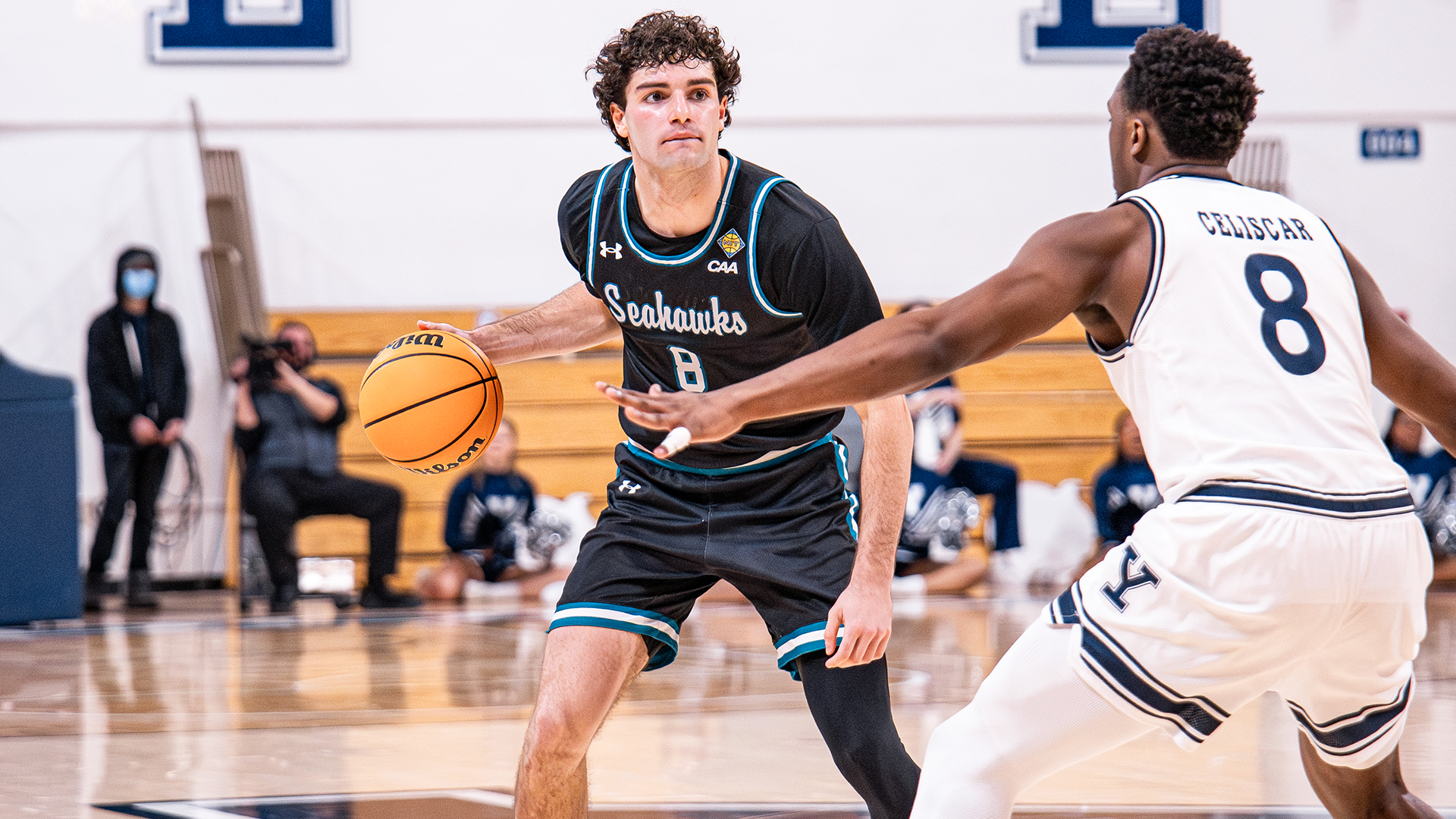 May looks over the defense against Yale