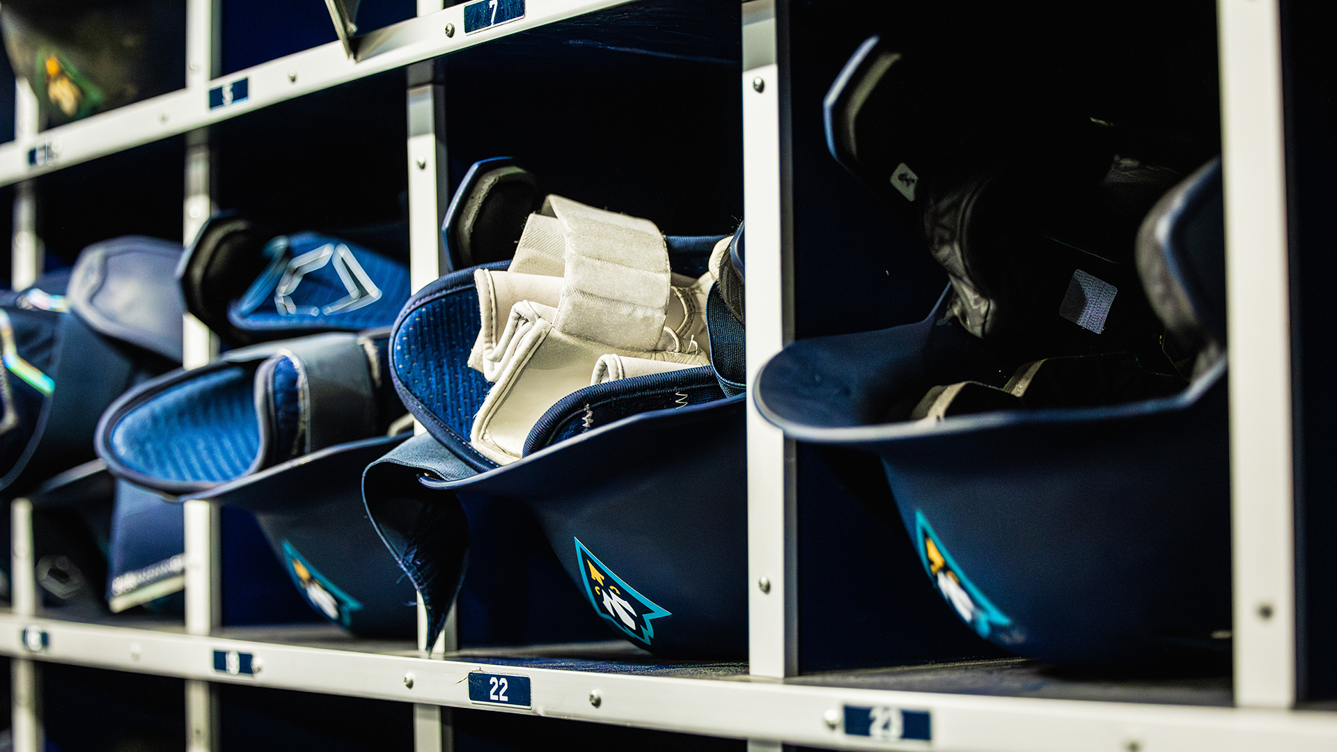 Helmets in the dugout