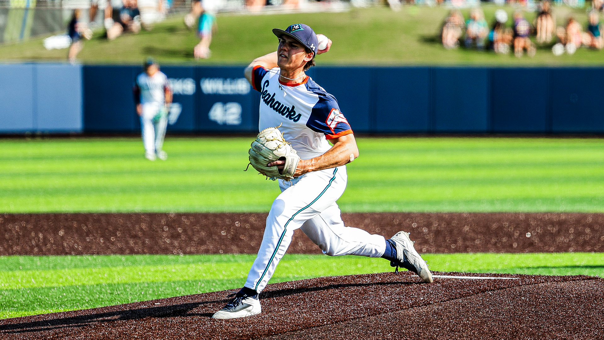 Allen tosses a pitch against Hofstra