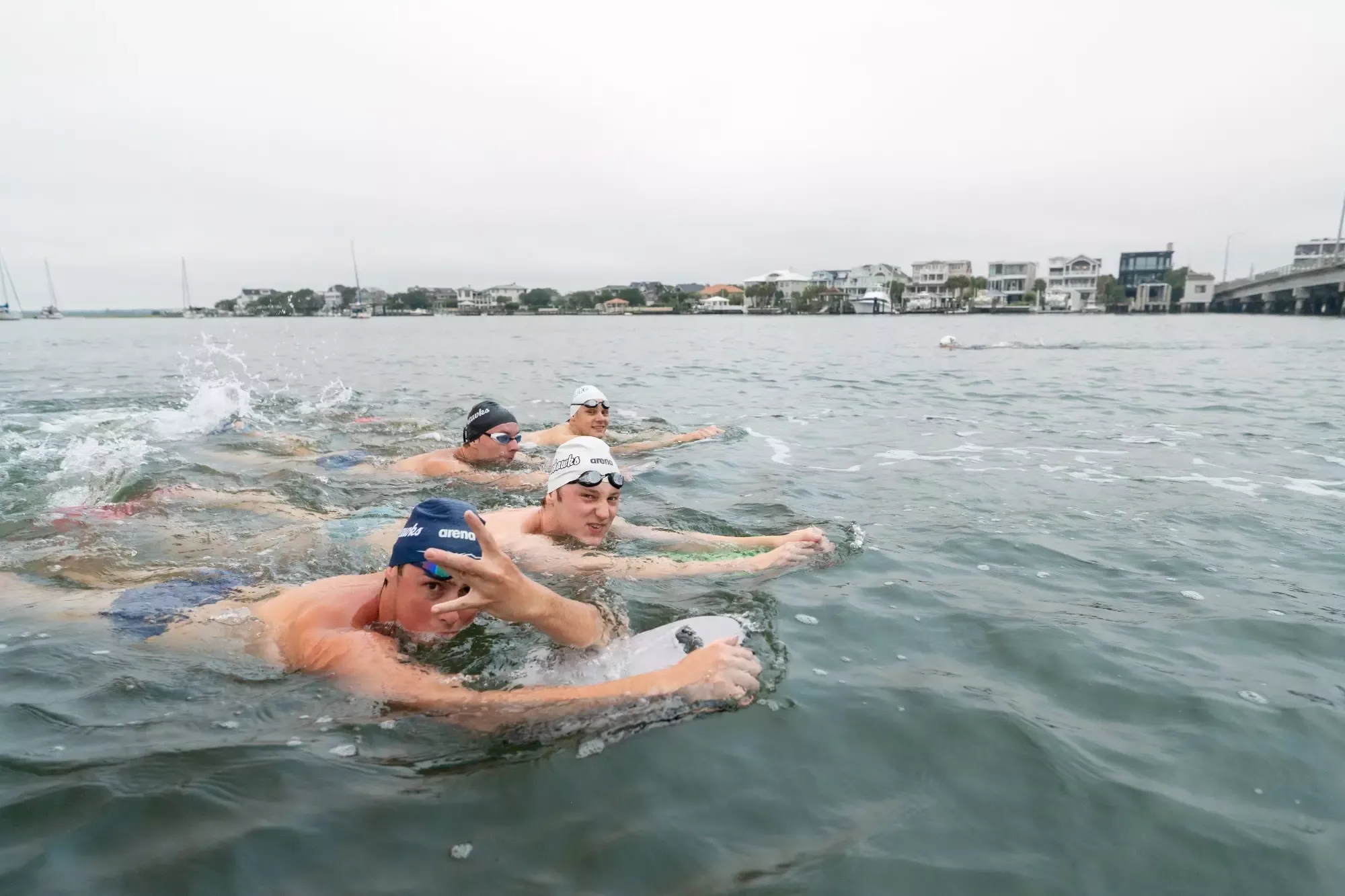 UNCW Swimmers training in the Intracoastal Waterway