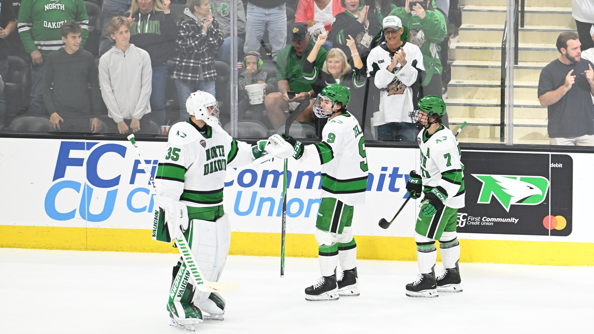 An NCAA men's college hockey game between the Bemidji State Beavers and the University of North Dakota Fighting Hawks at Ralph Engelstad Arena in Grand Forks on Saturday, October 10, 2026.  Photo by Russell Hons