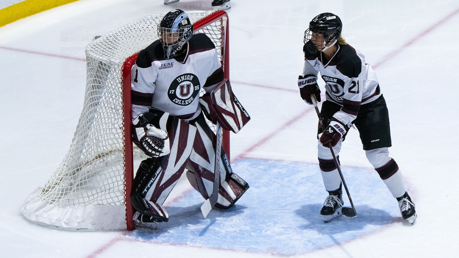 Women's Ice Hockey two players in goal 