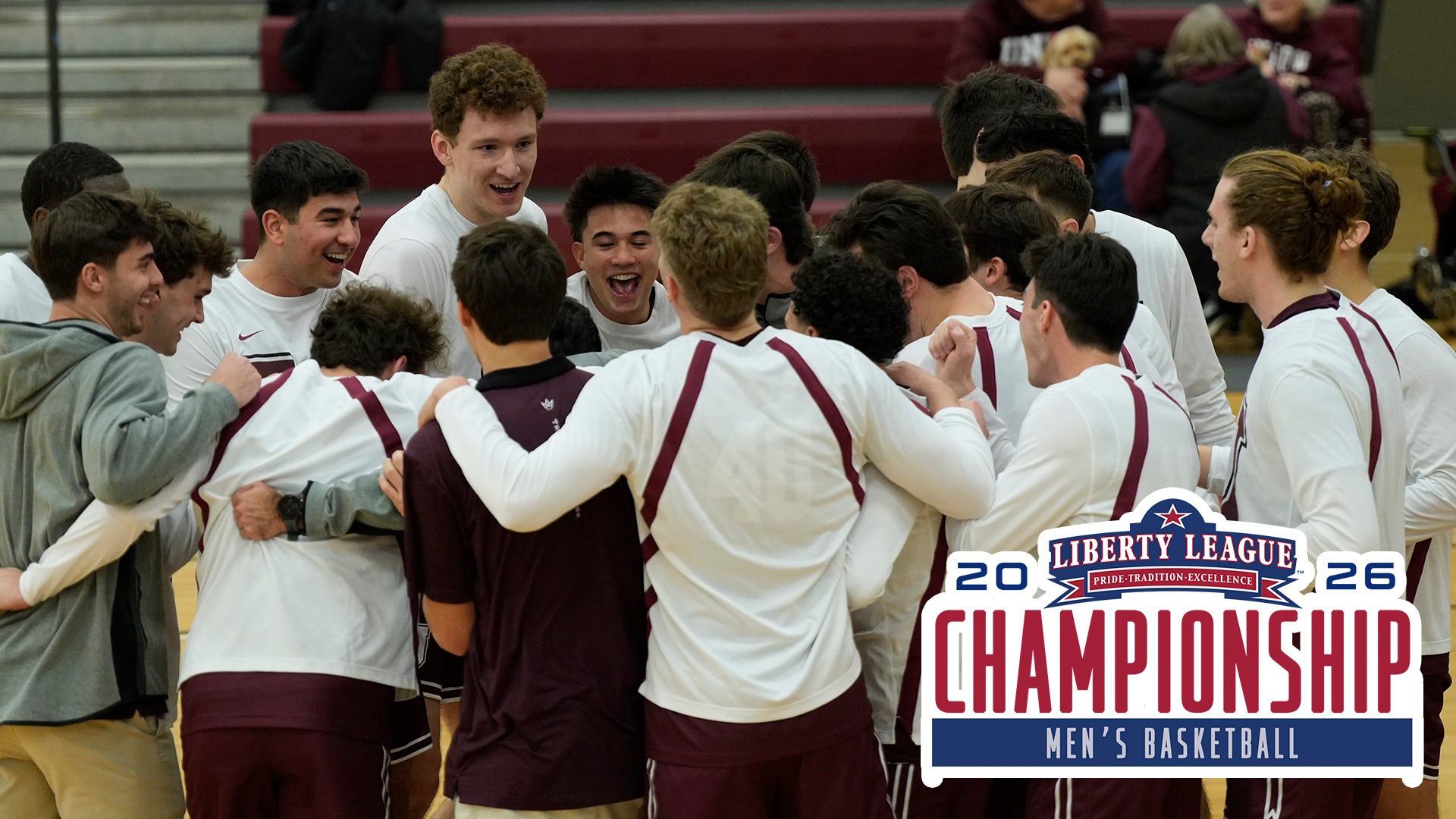 MBB Pregame Huddle with Championship Logo