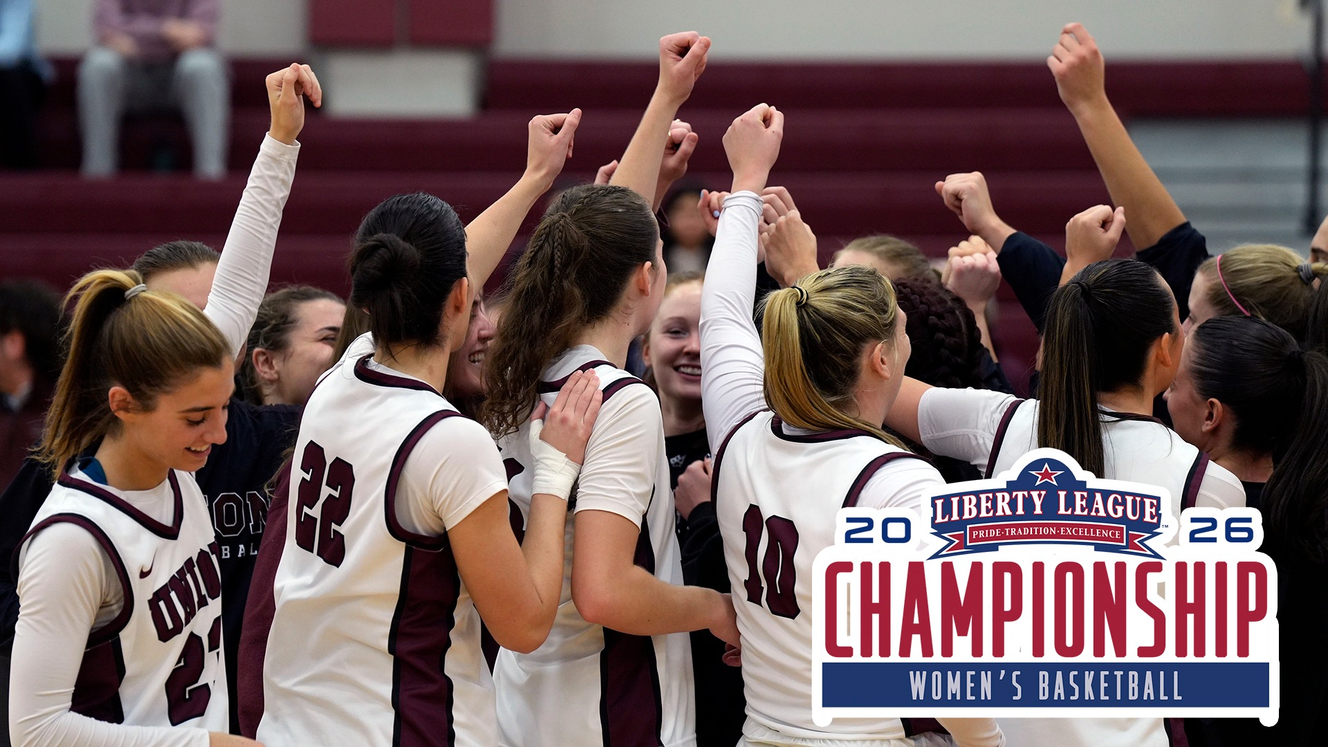 WBB Pregame Huddle with Championship Logo