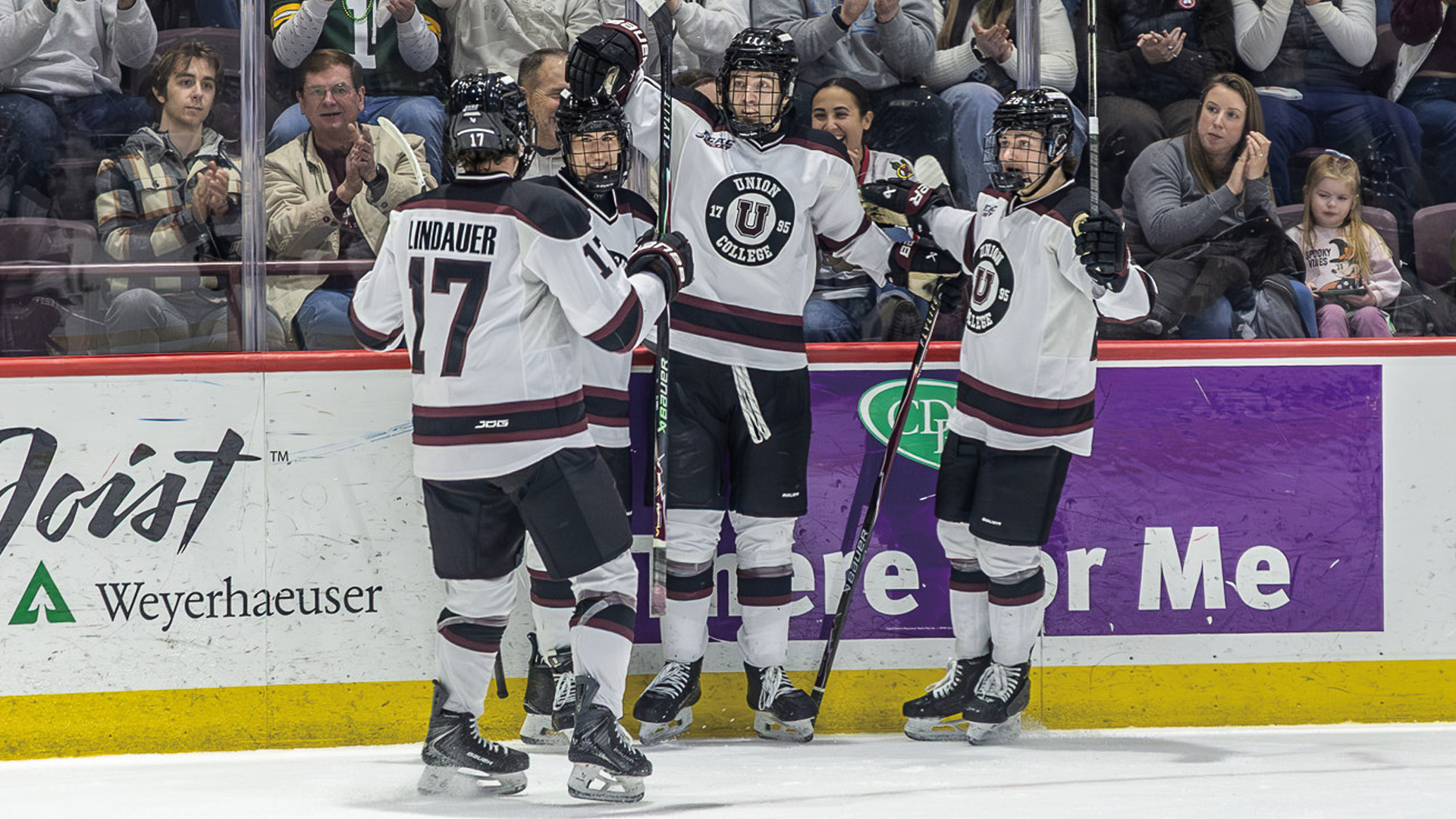 men's hockey celebration